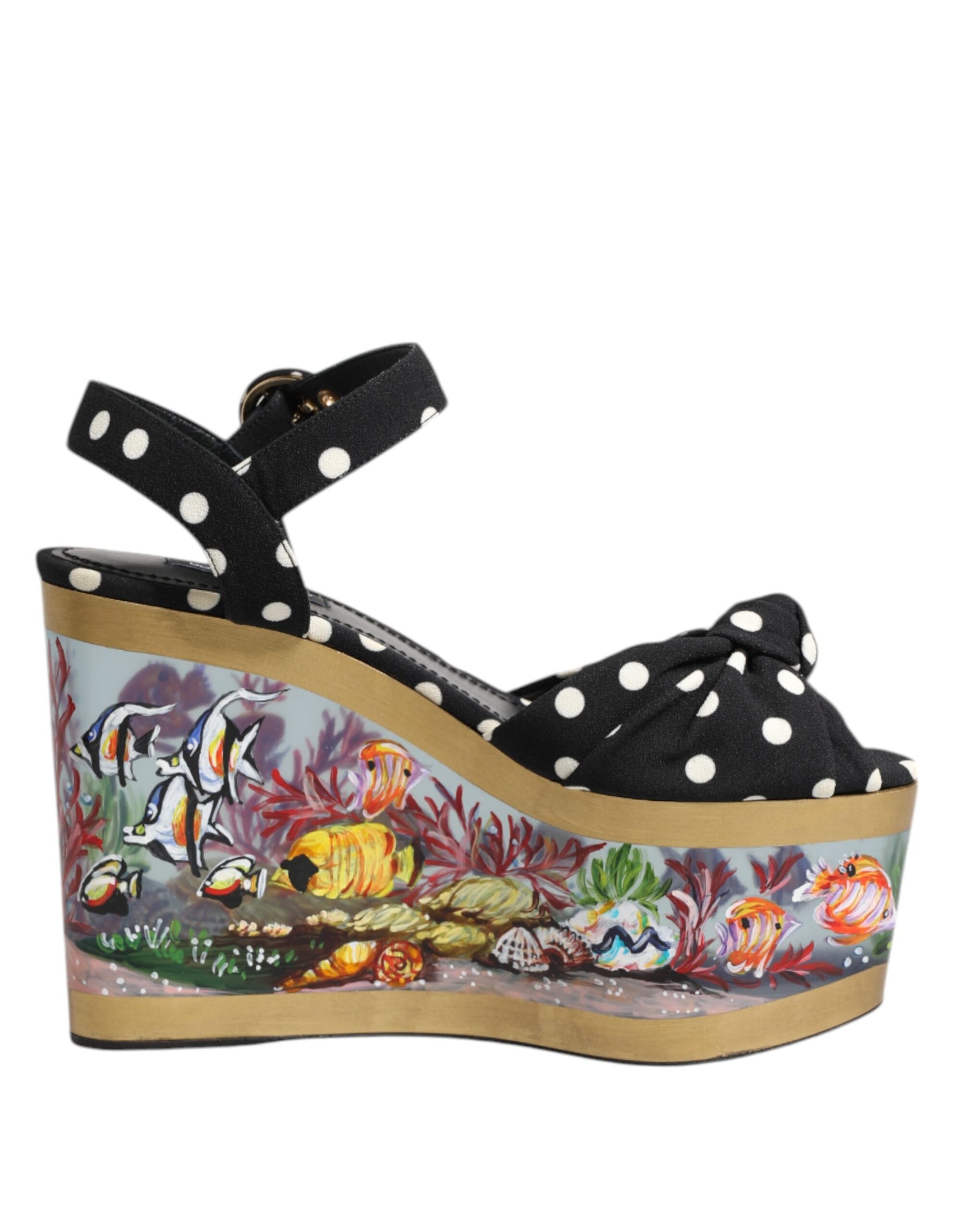 Dolce & Gabbana Multicolor Fish Polka Dot Wedge Sandals Shoes | Regal Royce