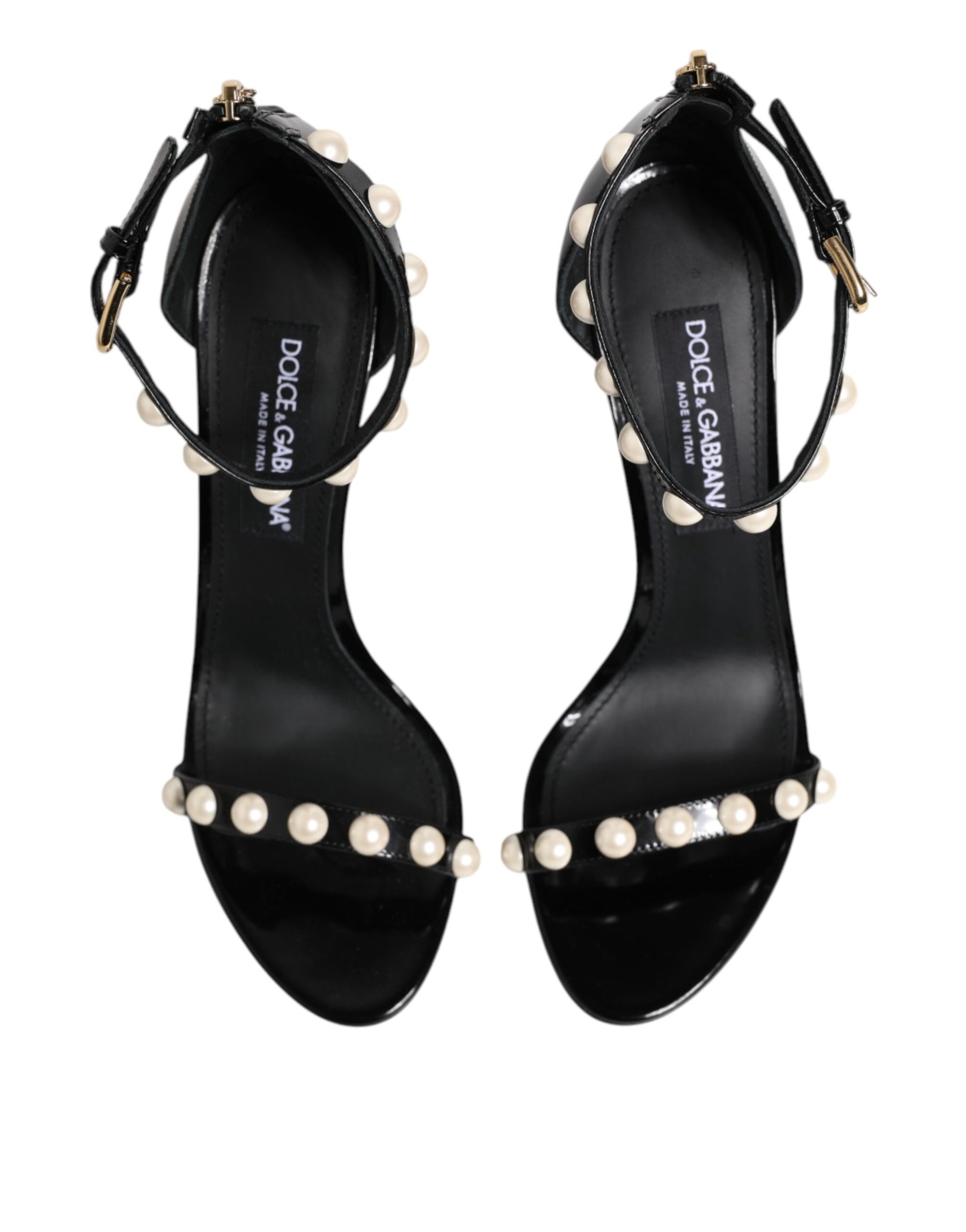 Dolce & Gabbana Black KEIRA Pearl Embellished Sandals Shoes | Regal Royce