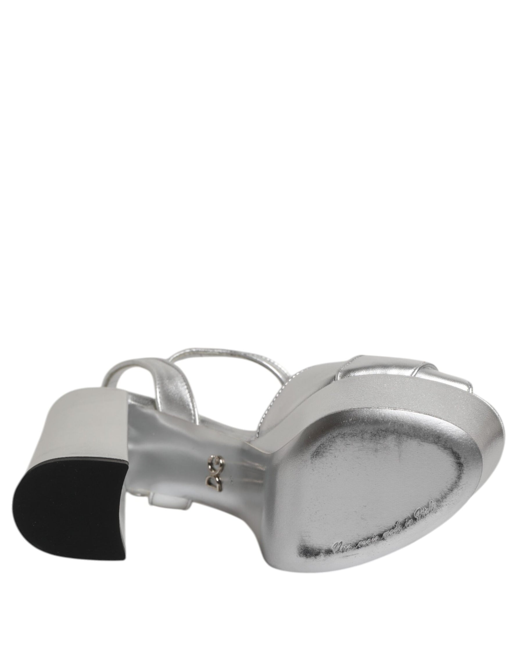 Dolce & Gabbana Silver Logo Ankle Strap Heels Sandals Shoes | Regal Royce