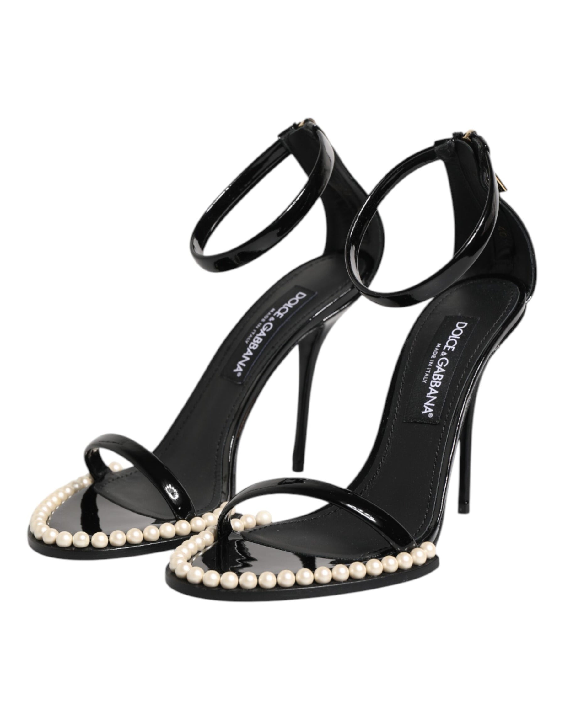 Dolce & Gabbana Black KEIRA Pearl Embellished Sandals Shoes | Regal Royce
