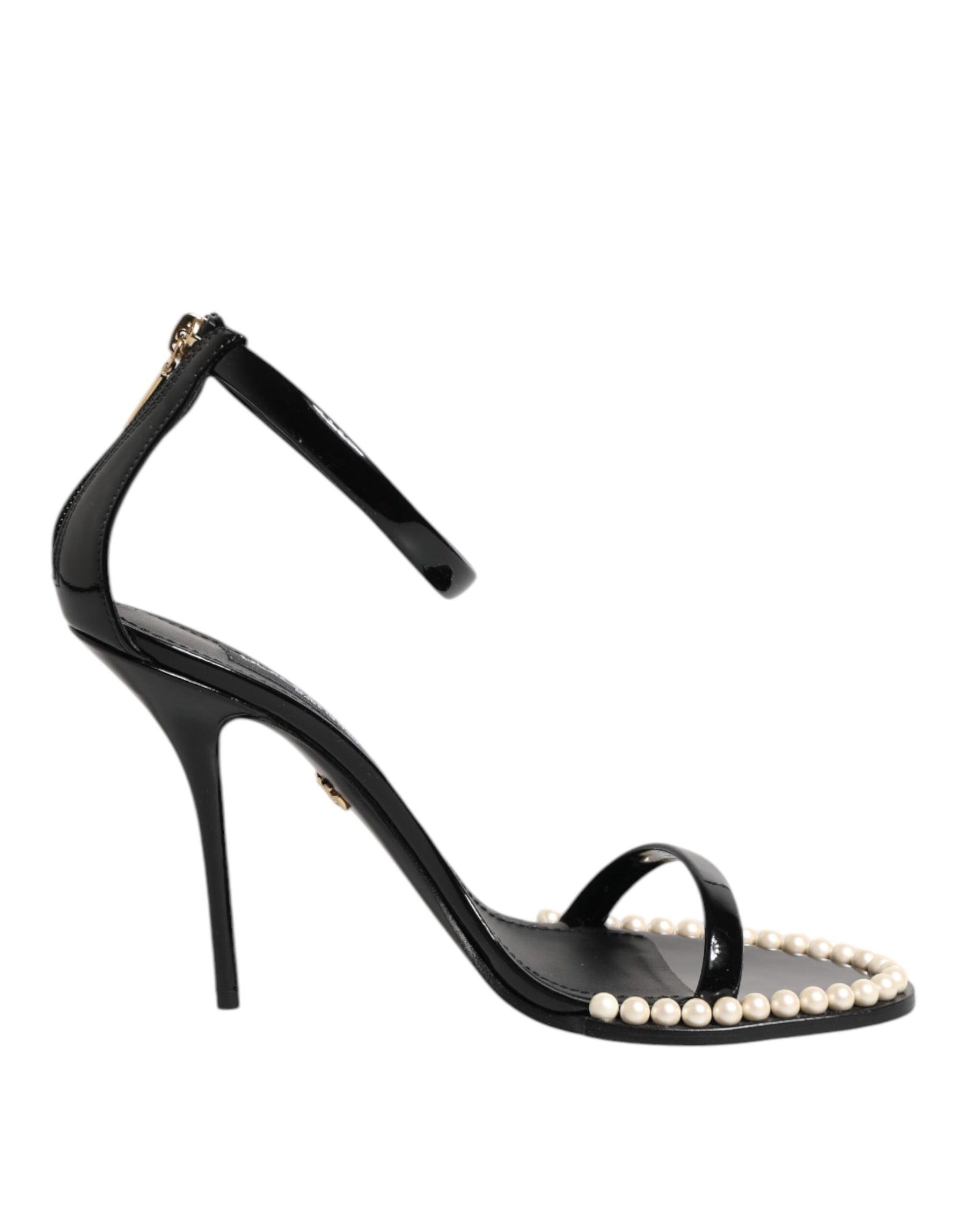 Dolce & Gabbana Black KEIRA Pearl Embellished Sandals Shoes | Regal Royce