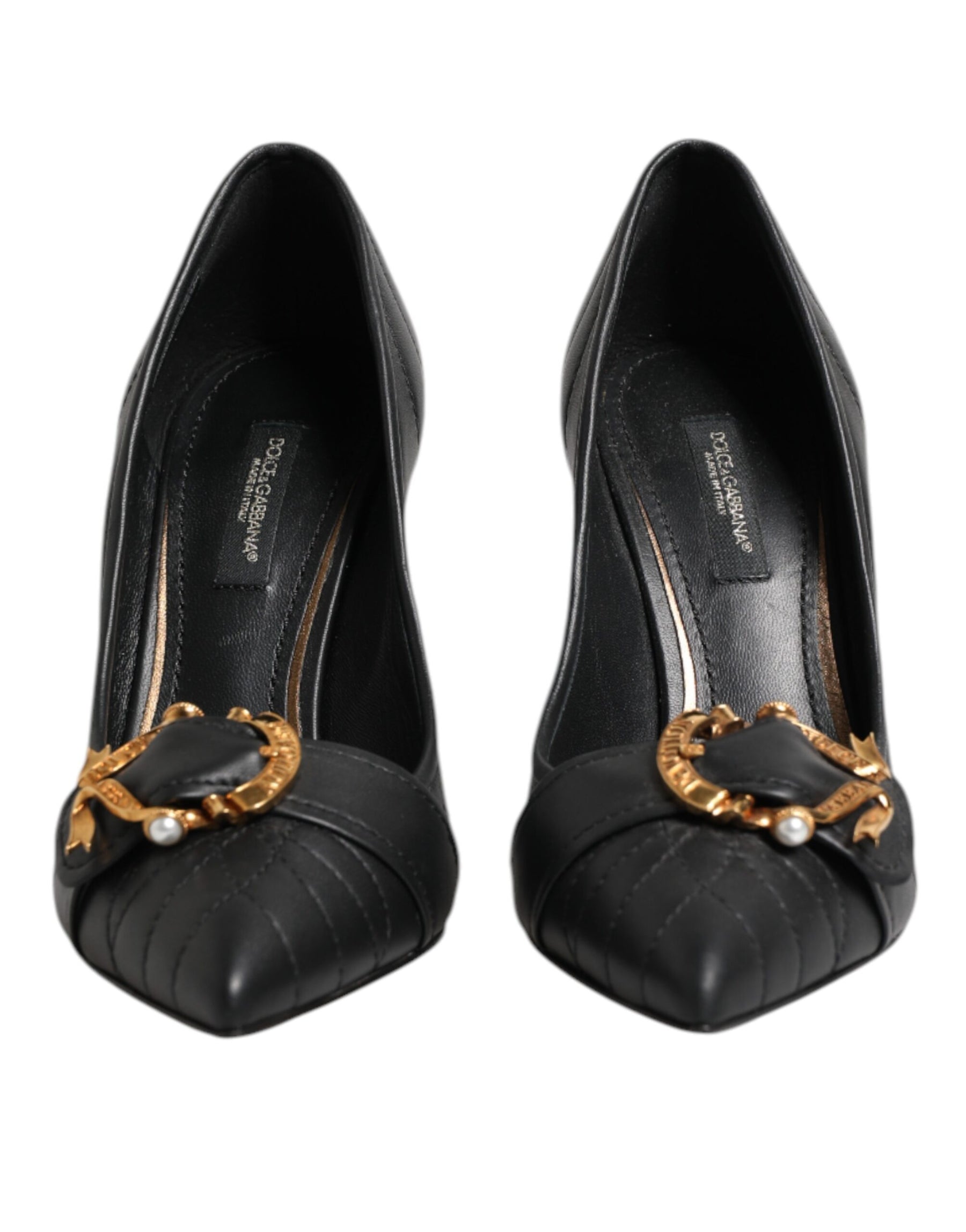 Dolce & Gabbana Black Devotion Leather Heels Pumps Shoes | Regal Royce