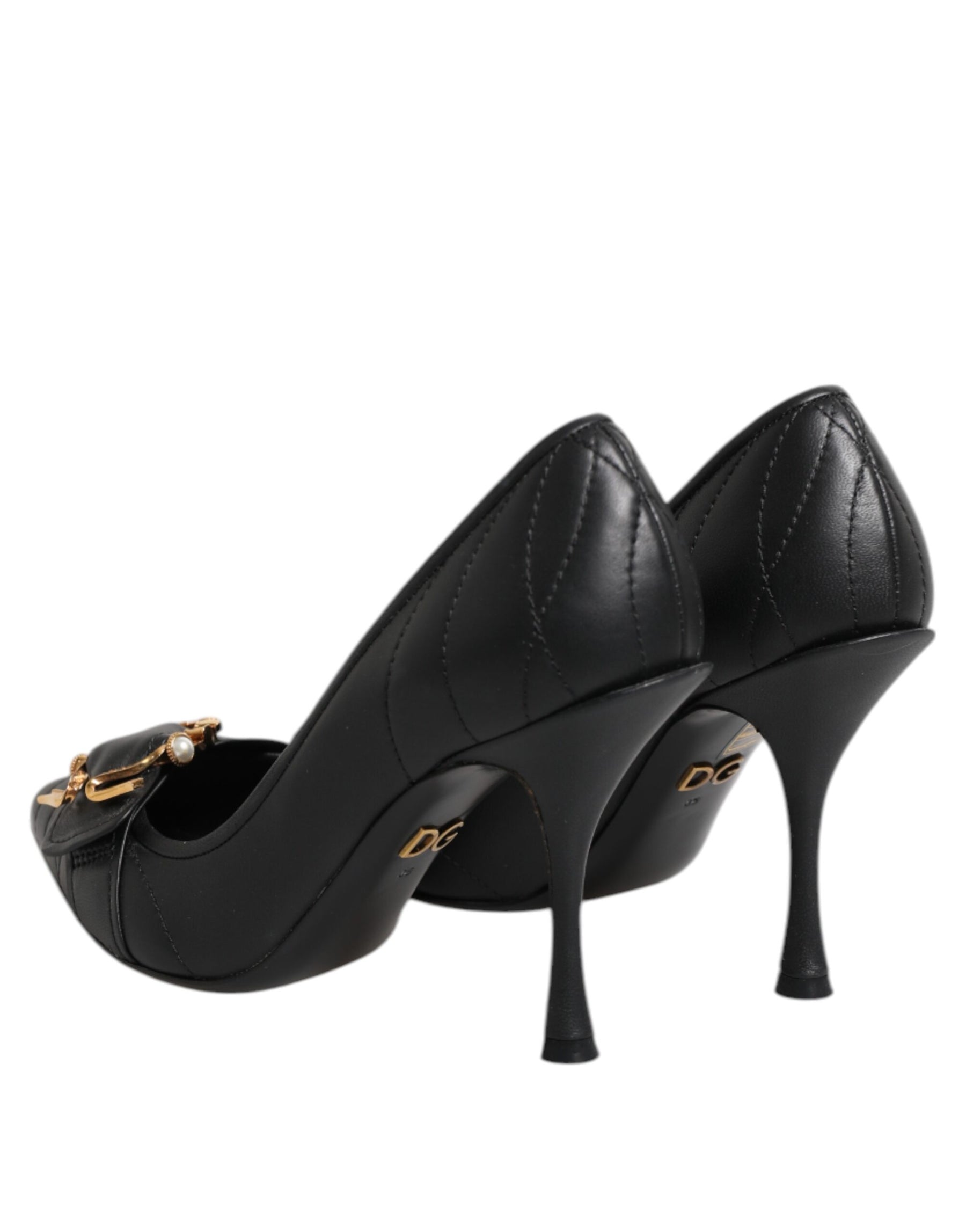 Dolce & Gabbana Black Devotion Leather Heels Pumps Shoes | Regal Royce