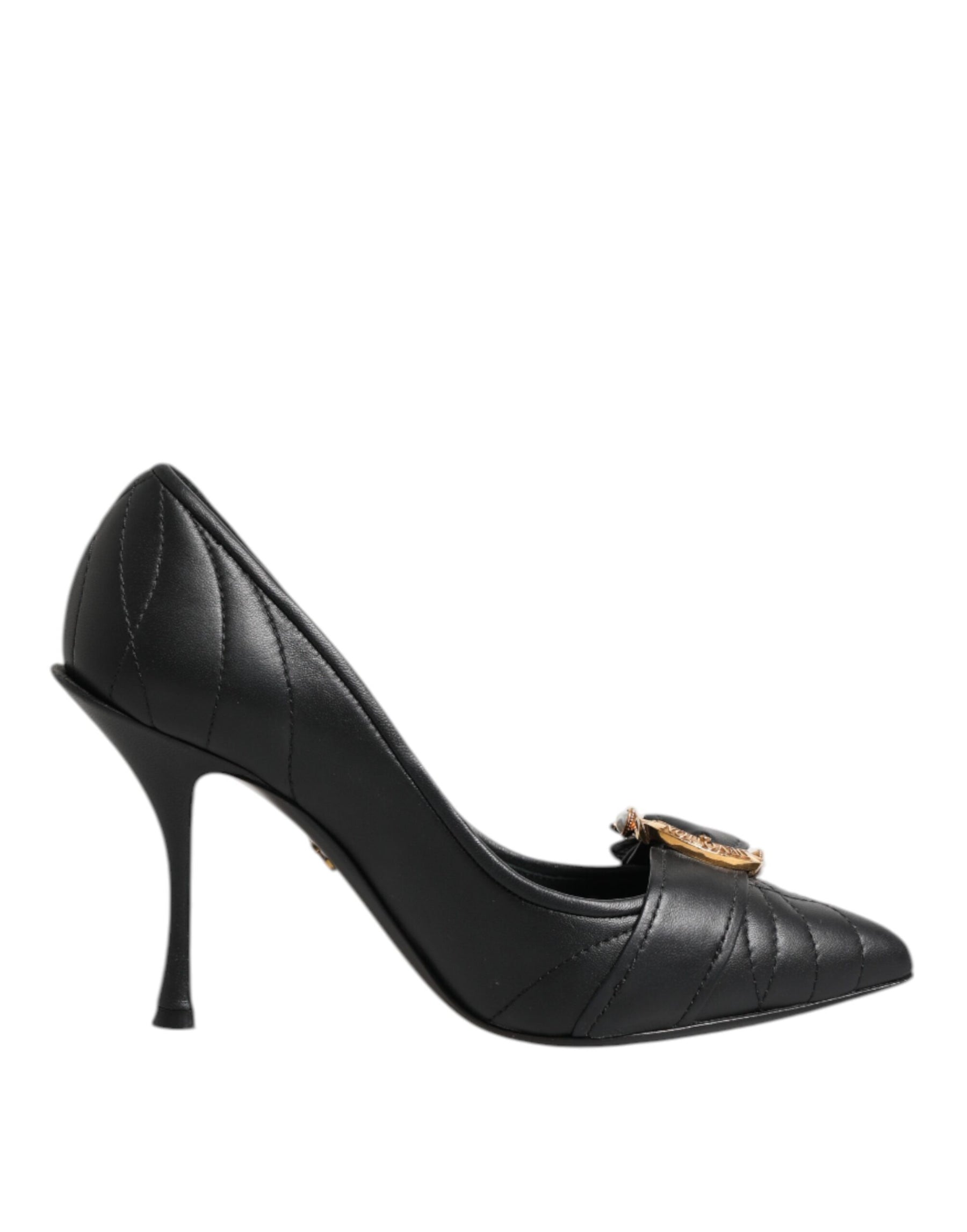 Dolce & Gabbana Black Devotion Leather Heels Pumps Shoes | Regal Royce