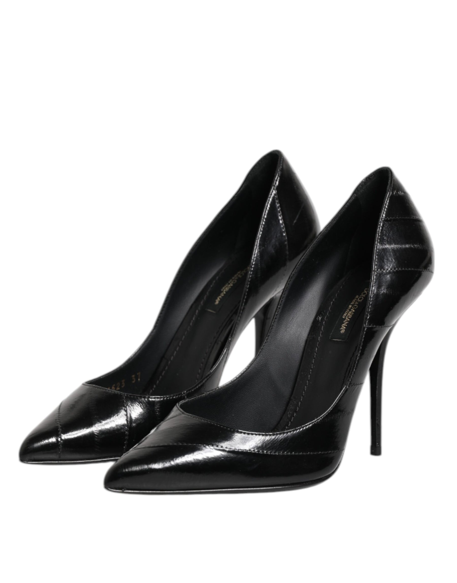 Dolce & Gabbana Black Leather Stiletto High Heels Pumps Shoes | Regal Royce