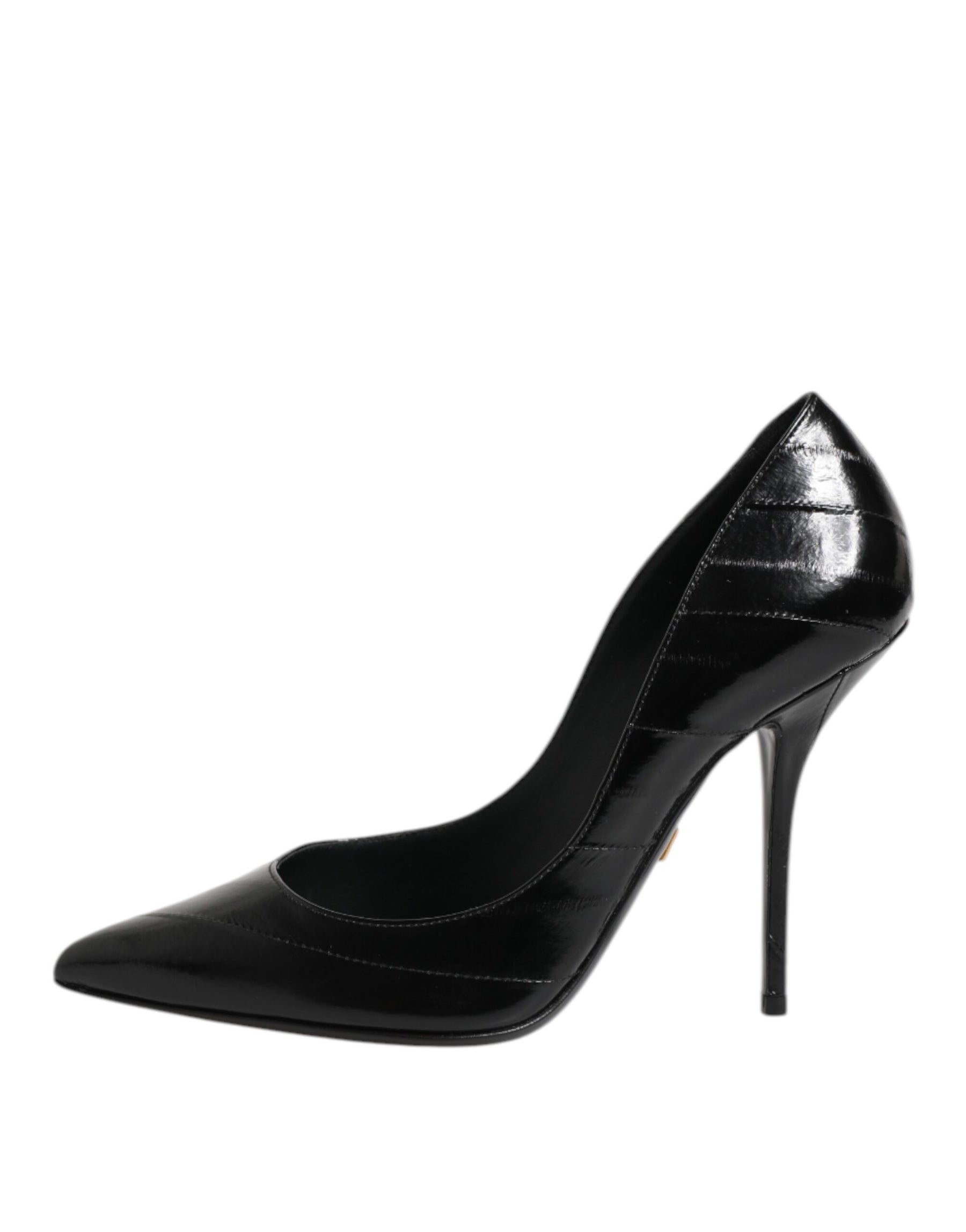 Dolce & Gabbana Black Leather Stiletto High Heels Pumps Shoes | Regal Royce