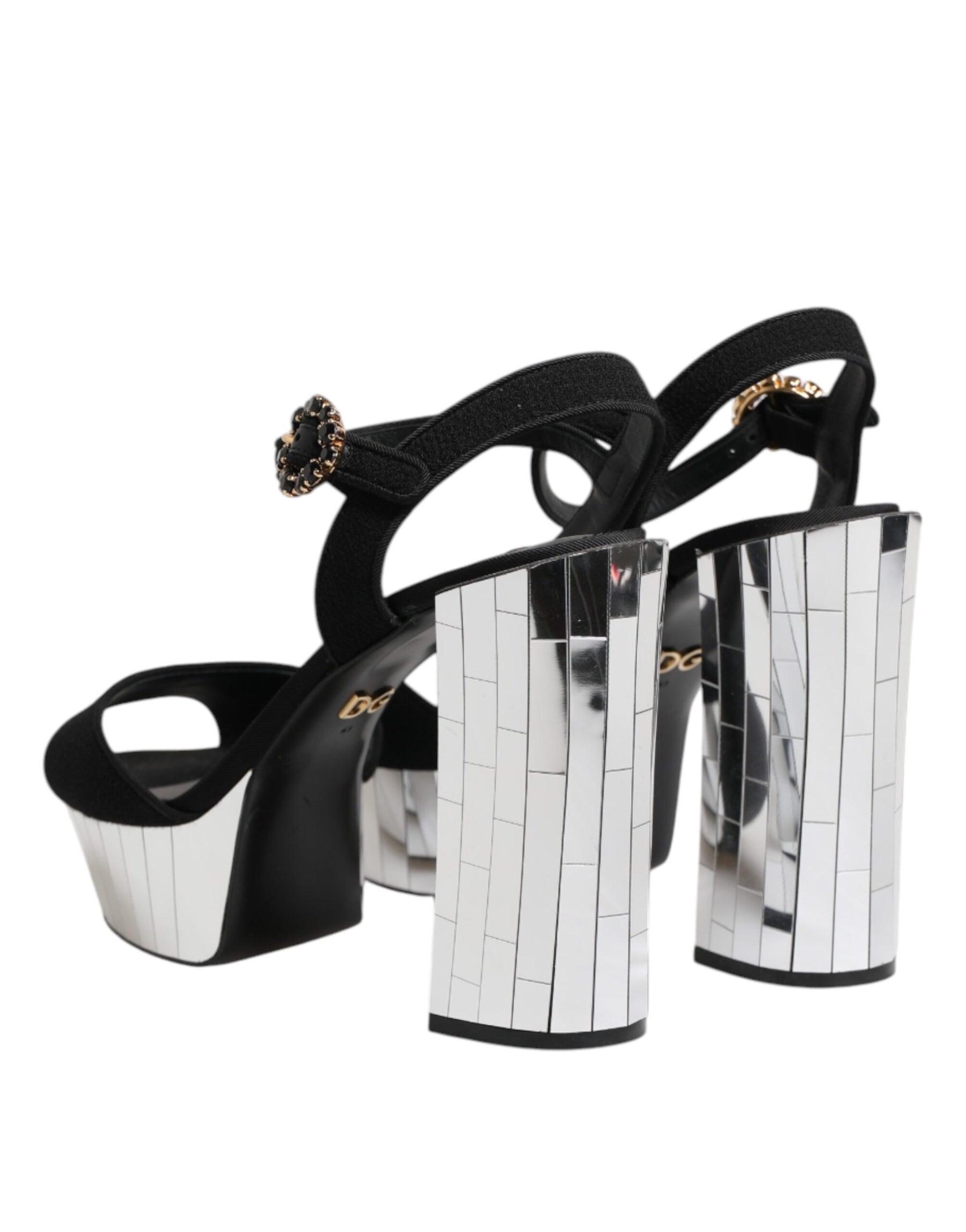 Dolce & Gabbana Black Crystal Ankle Strap Keira Sandal Shoes | Regal Royce