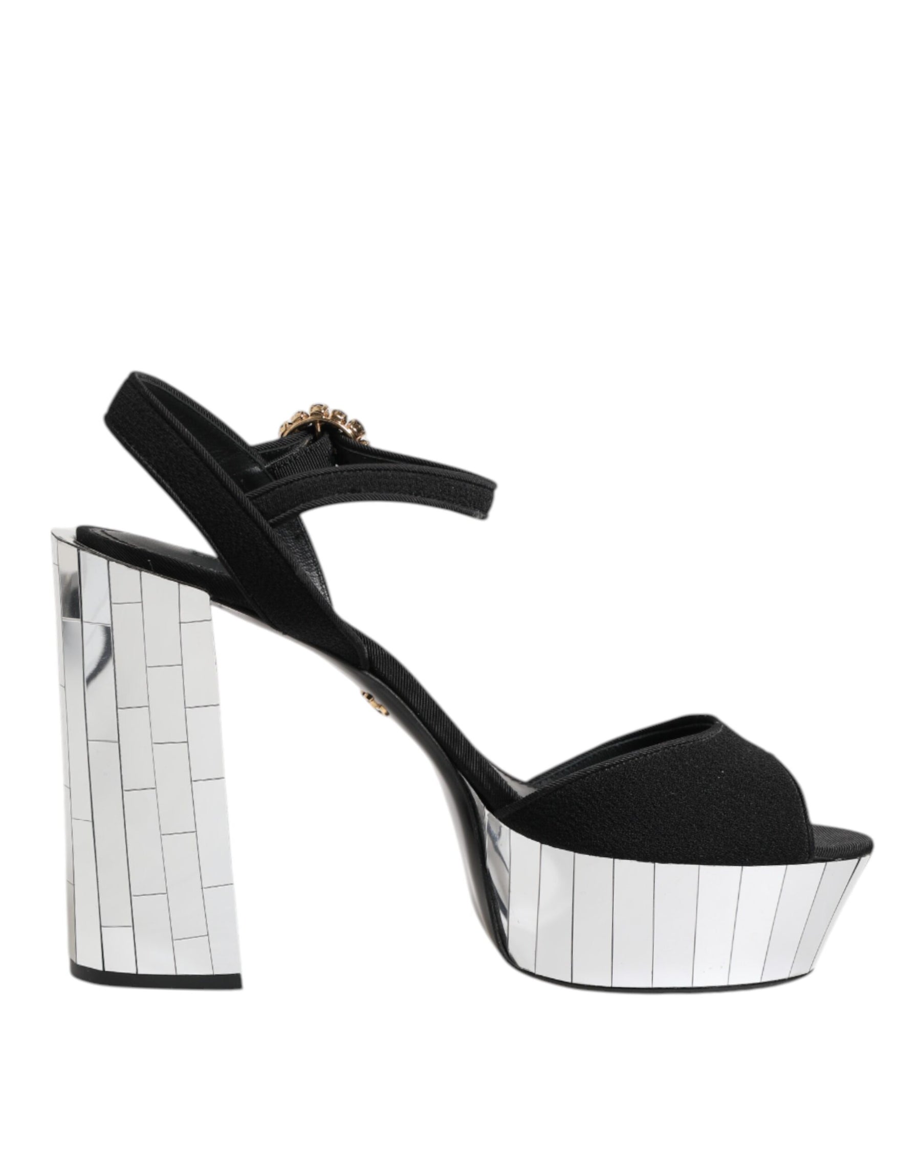 Dolce & Gabbana Black Crystal Ankle Strap Keira Sandal Shoes | Regal Royce