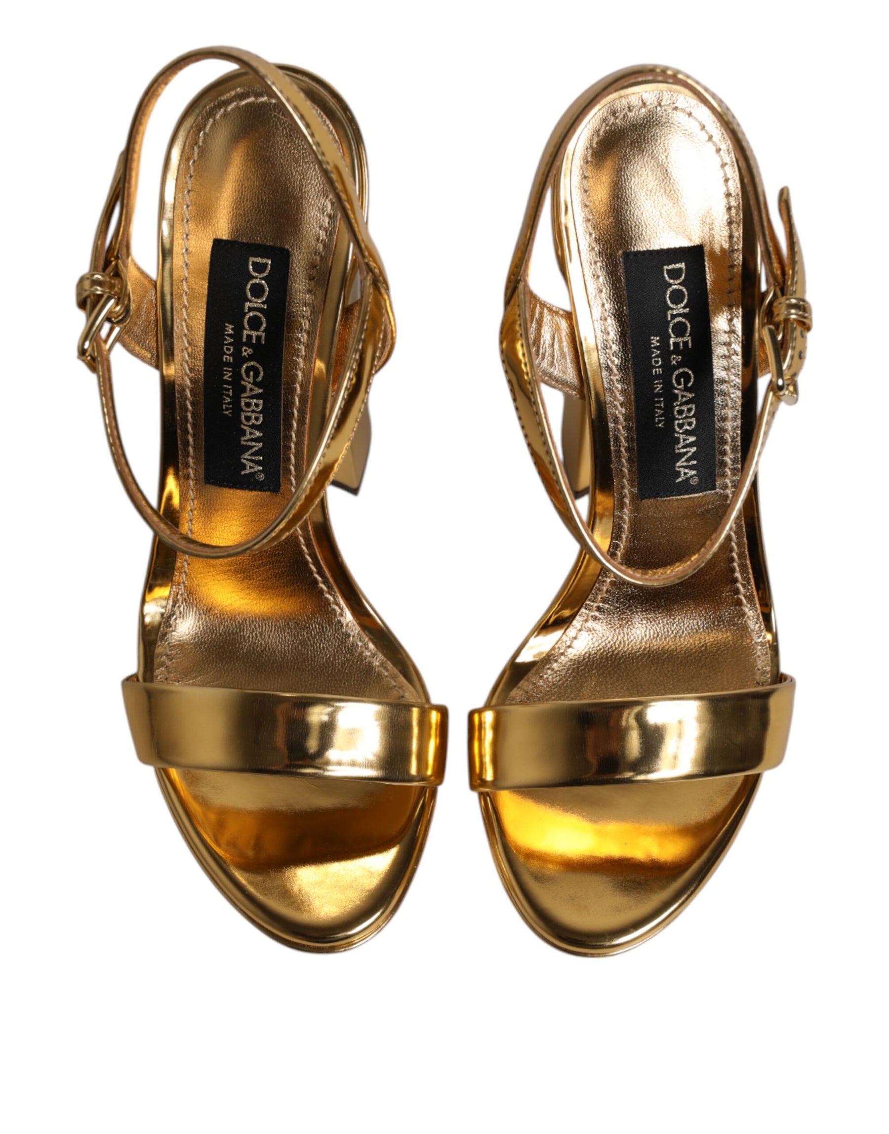 Dolce & Gabbana Gold Leather Platform Keira Sandals Shoes | Regal Royce