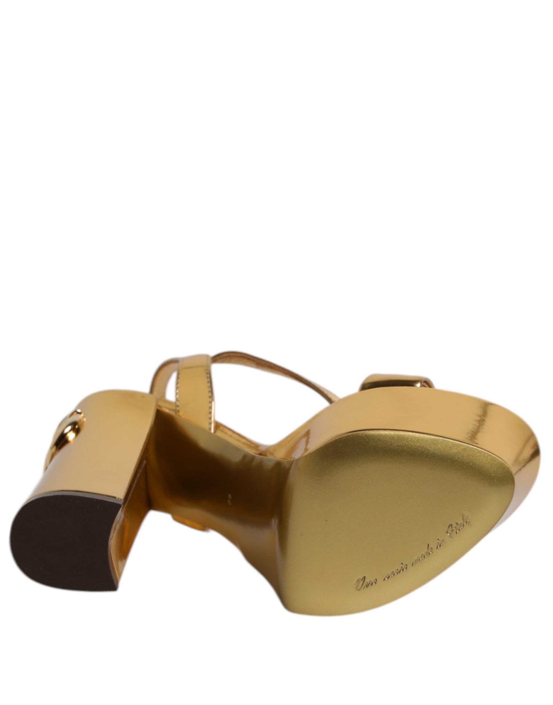 Dolce & Gabbana Gold Leather Platform Keira Sandals Shoes | Regal Royce