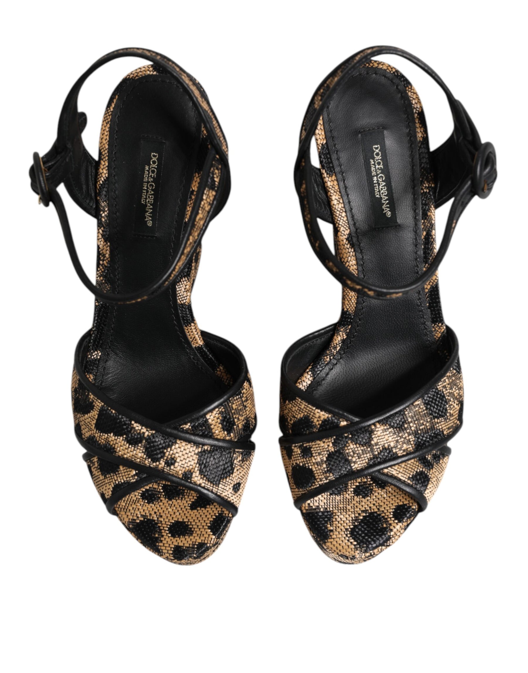 Dolce & Gabbana Brown Leopard Wedges Ankle Strap Sandals Shoes | Regal Royce