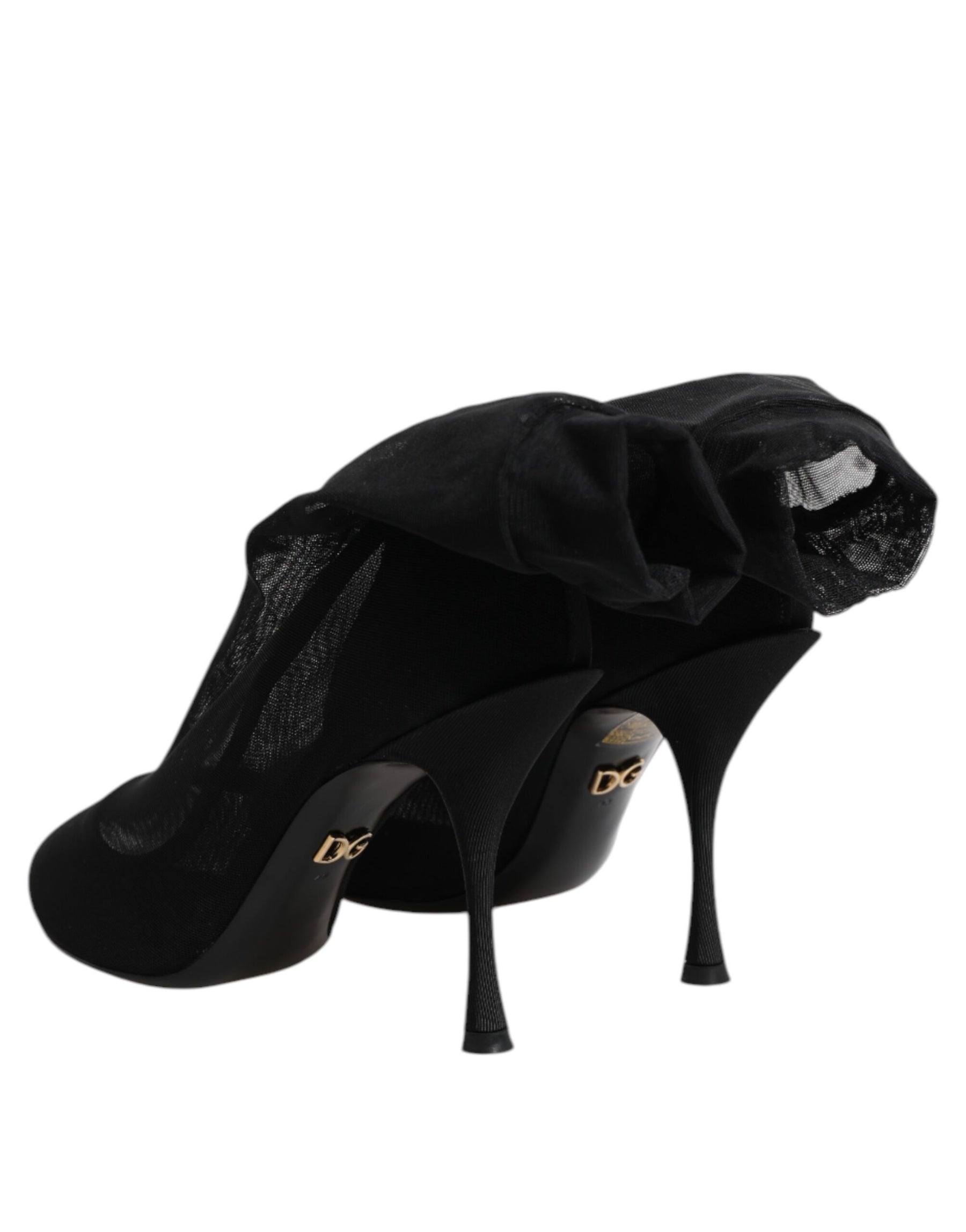 Dolce & Gabbana Black Silk Stretch Mesh Sock Boots Shoes | Regal Royce