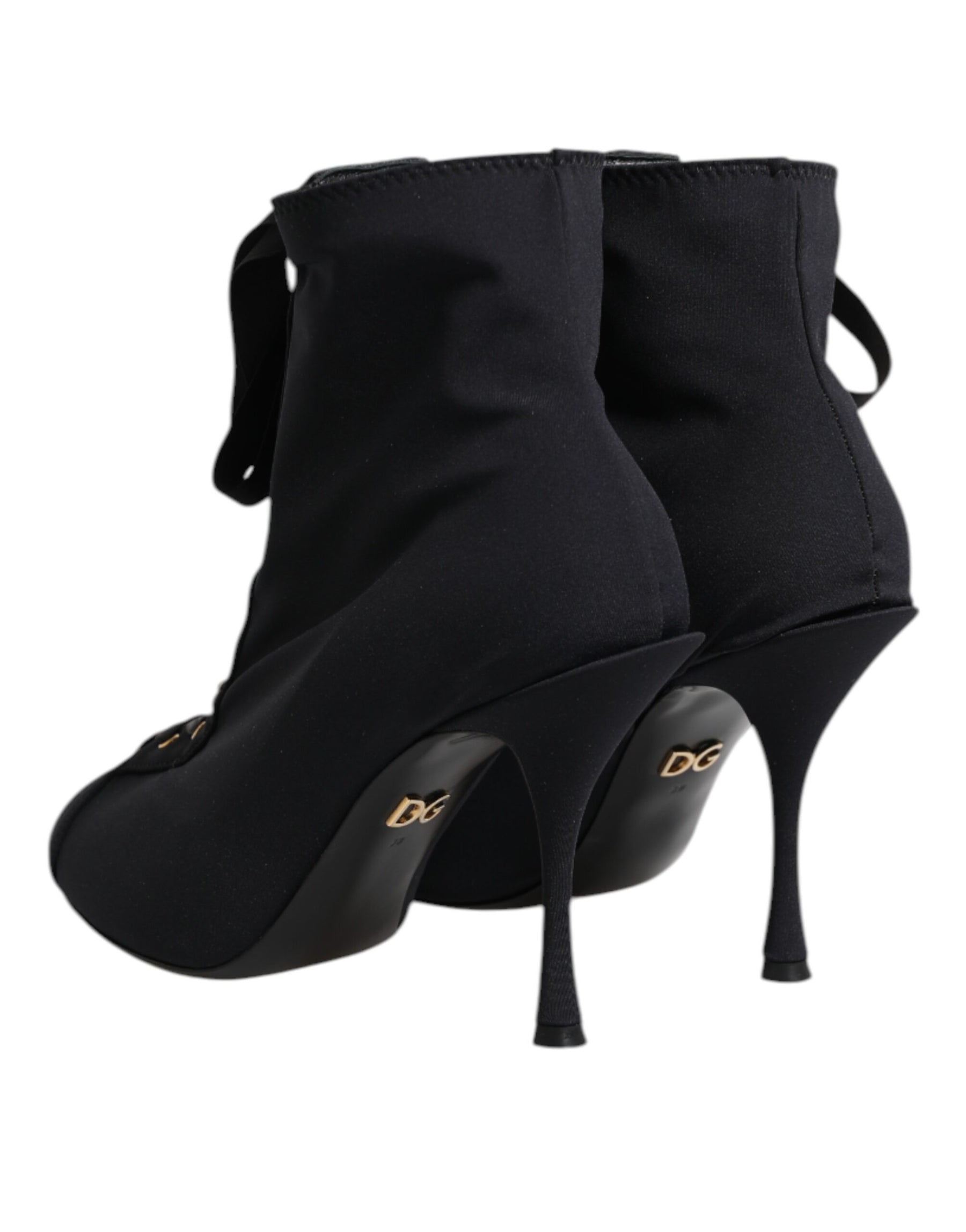Dolce & Gabbana Black Stiletto Heels Lace Up Boots Shoes | Regal Royce