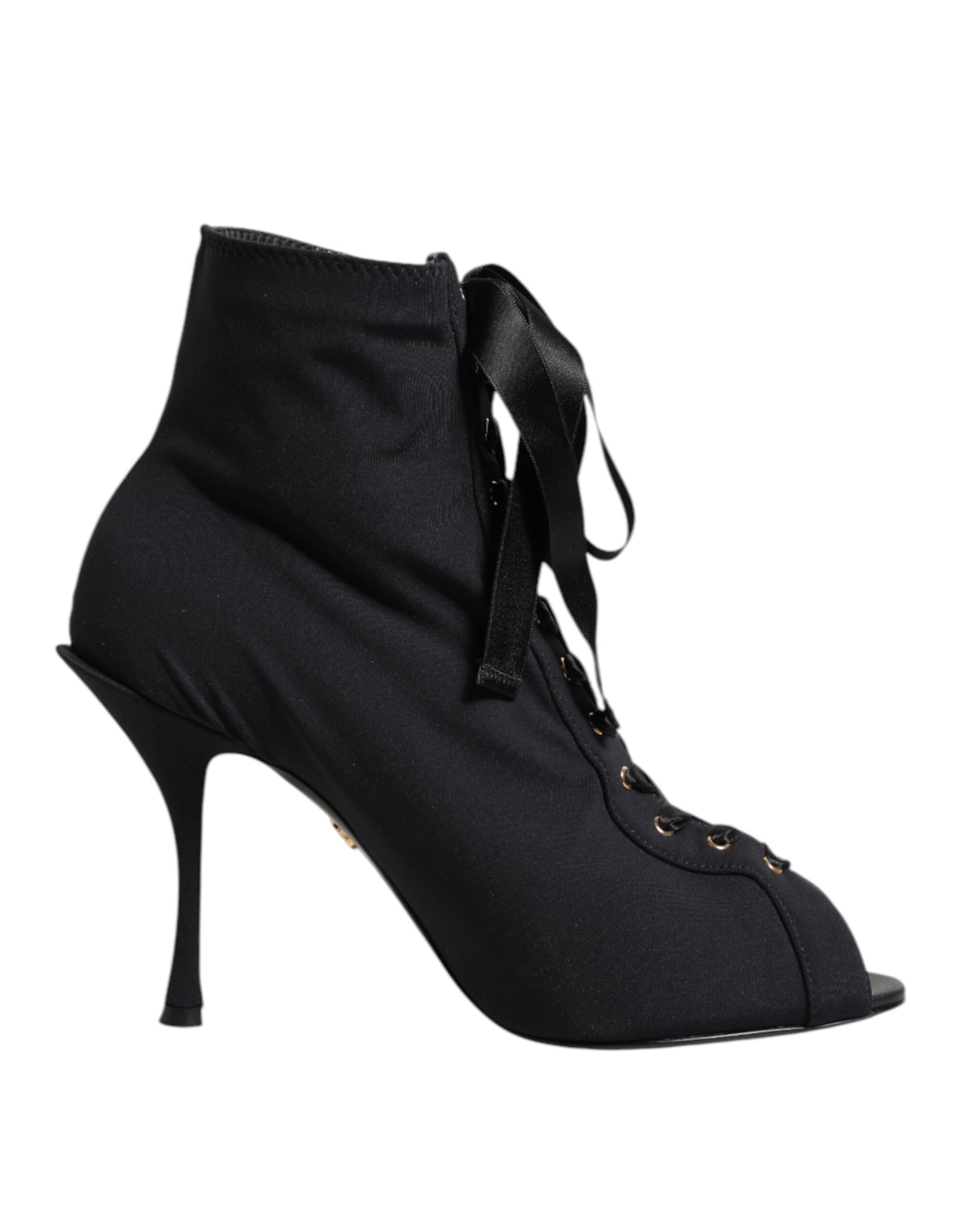 Dolce & Gabbana Black Stiletto Heels Lace Up Boots Shoes | Regal Royce