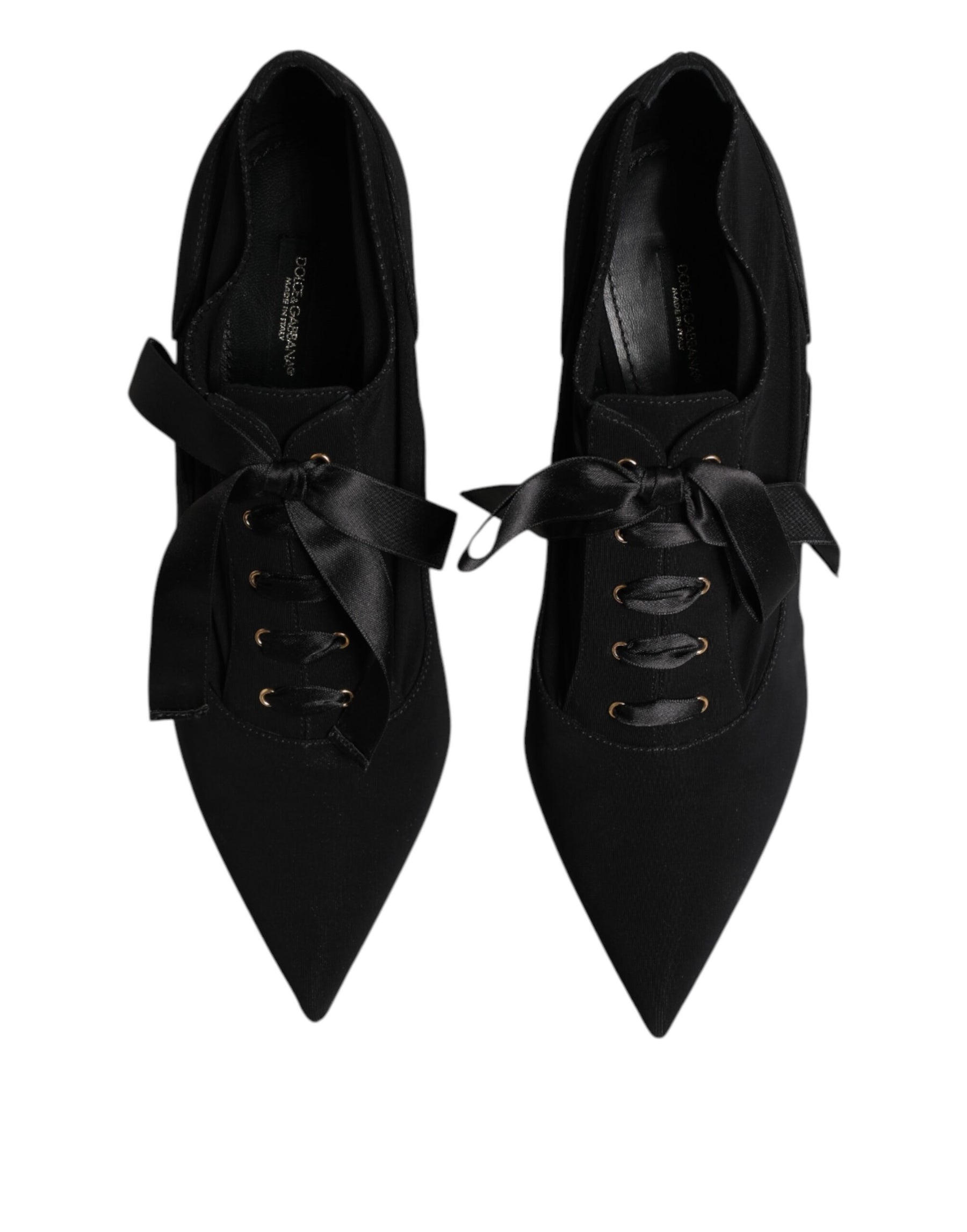 Dolce & Gabbana Black Lace Up Stiletto Heels Pumps Shoes | Regal Royce
