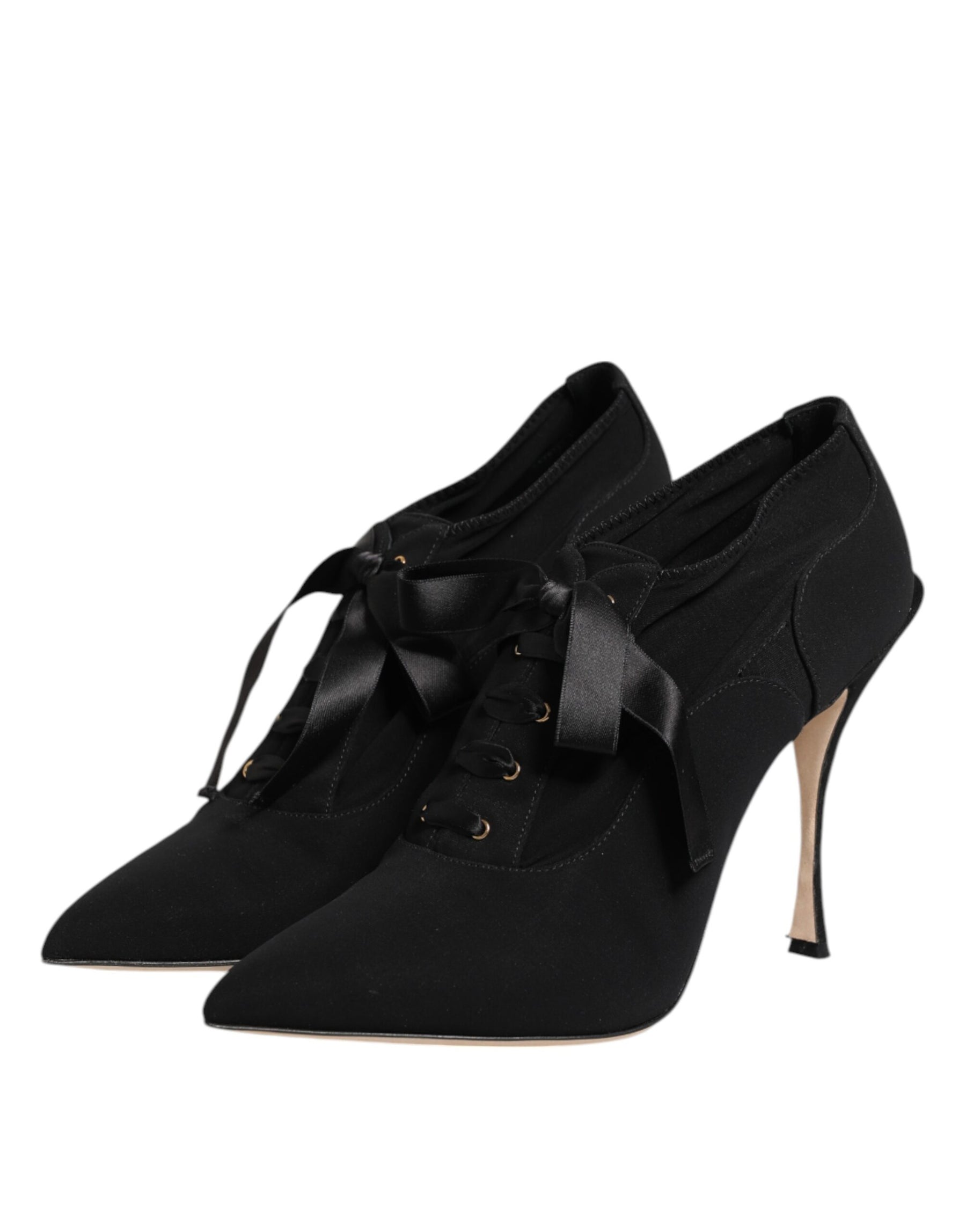 Dolce & Gabbana Black Lace Up Stiletto Heels Pumps Shoes | Regal Royce