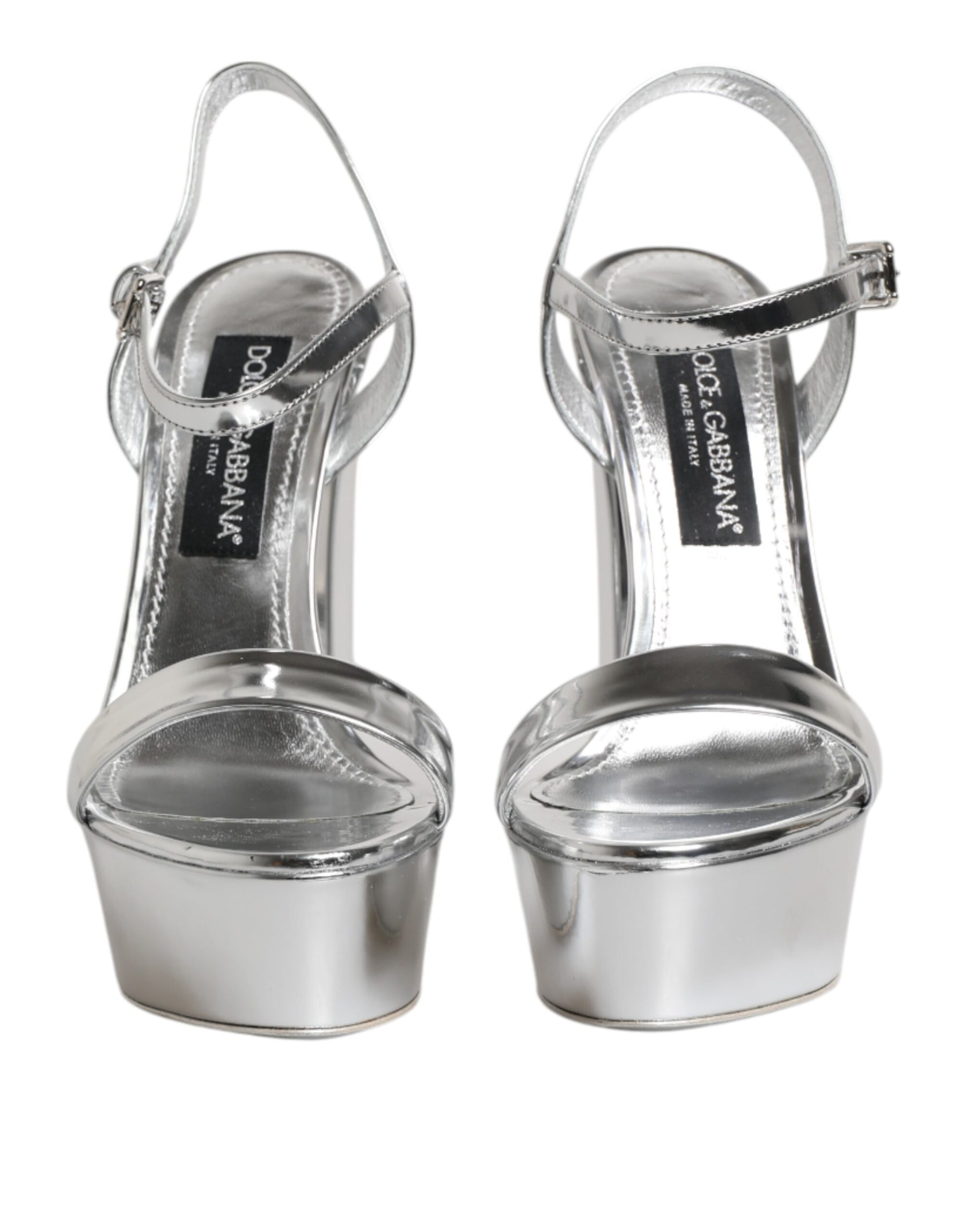 Dolce & Gabbana Silver Leather Platform Keira Sandals Shoes | Regal Royce