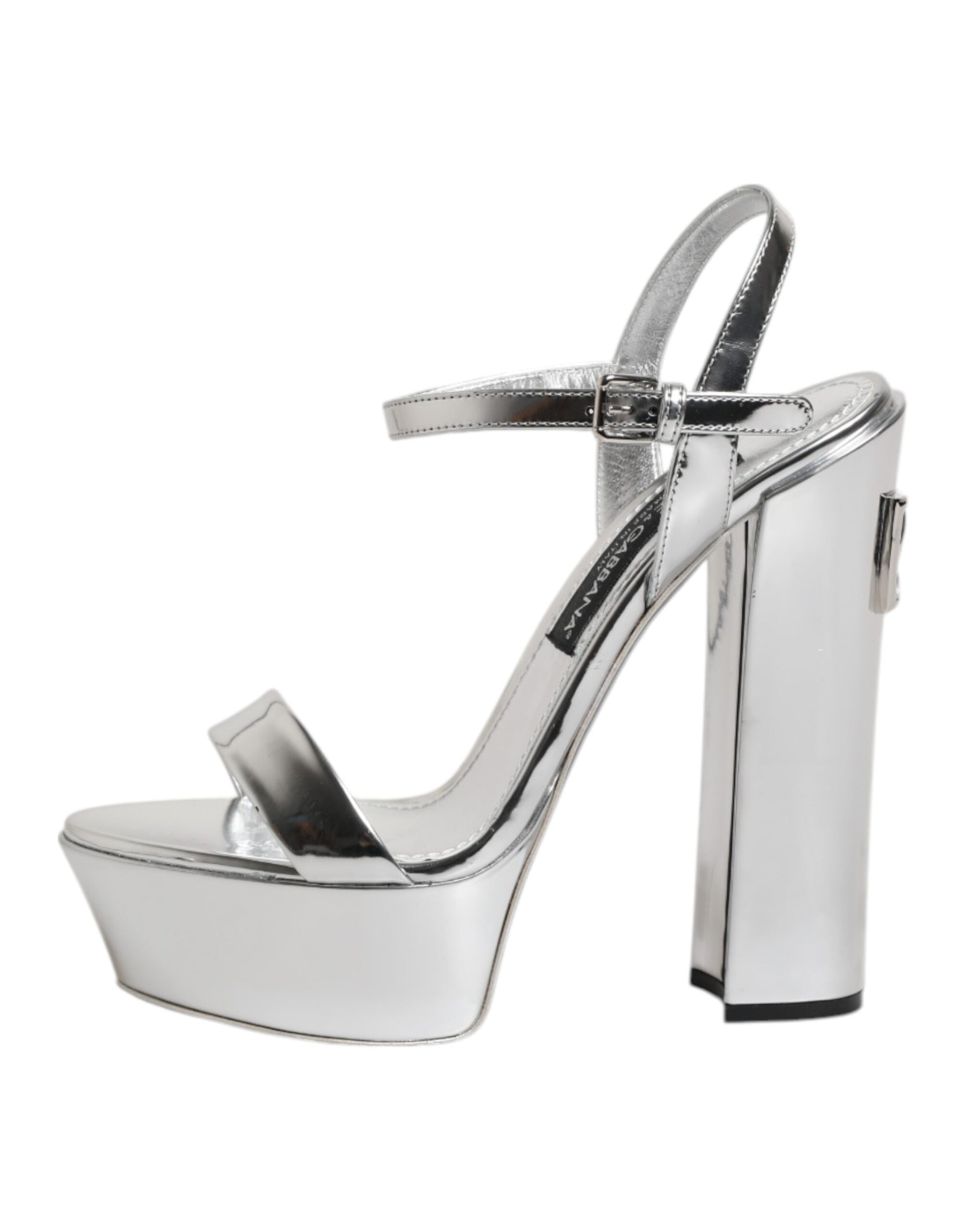 Dolce & Gabbana Silver Leather Platform Keira Sandals Shoes | Regal Royce