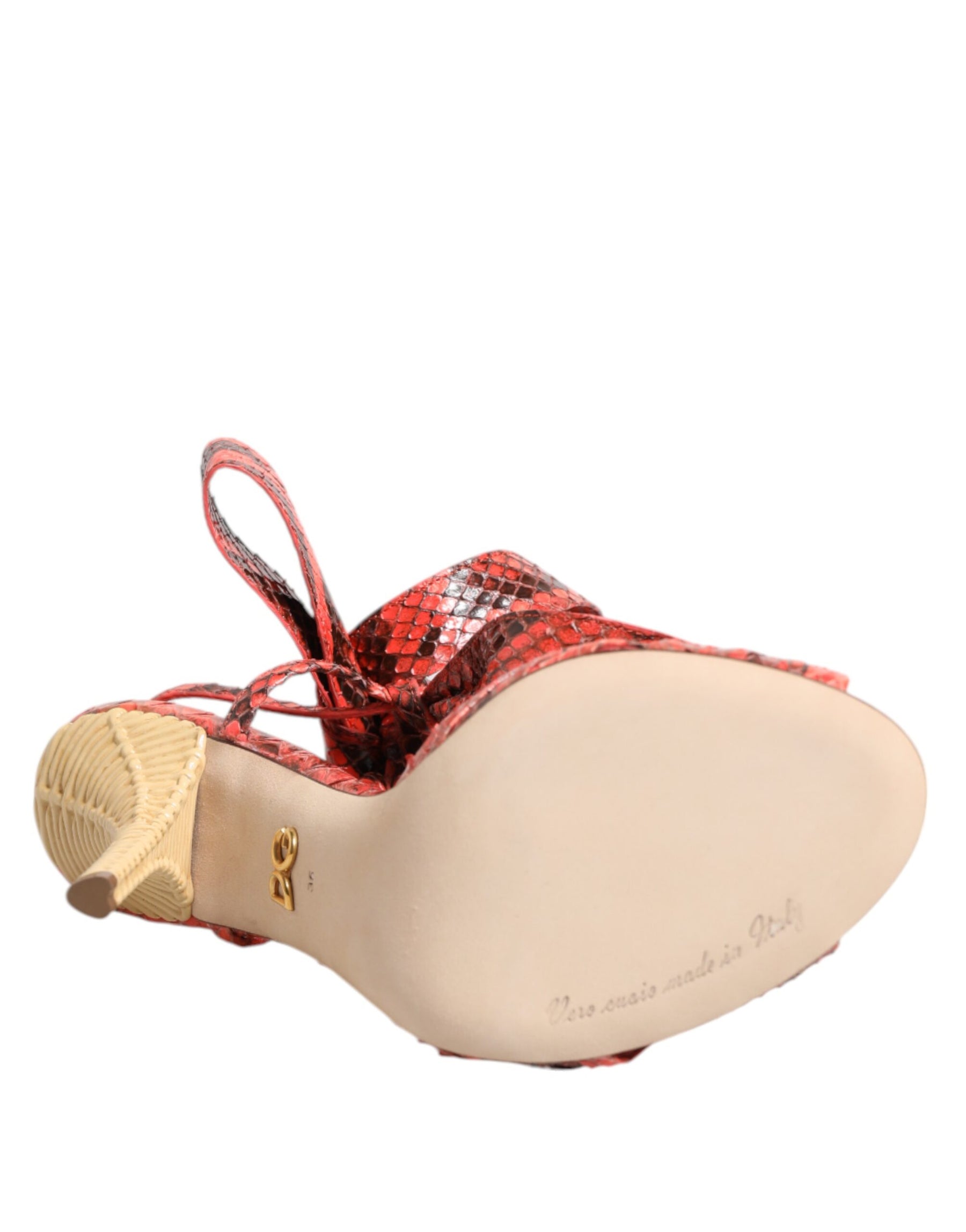 Dolce & Gabbana Coral Python Leather Heels Sandals Shoes | Regal Royce