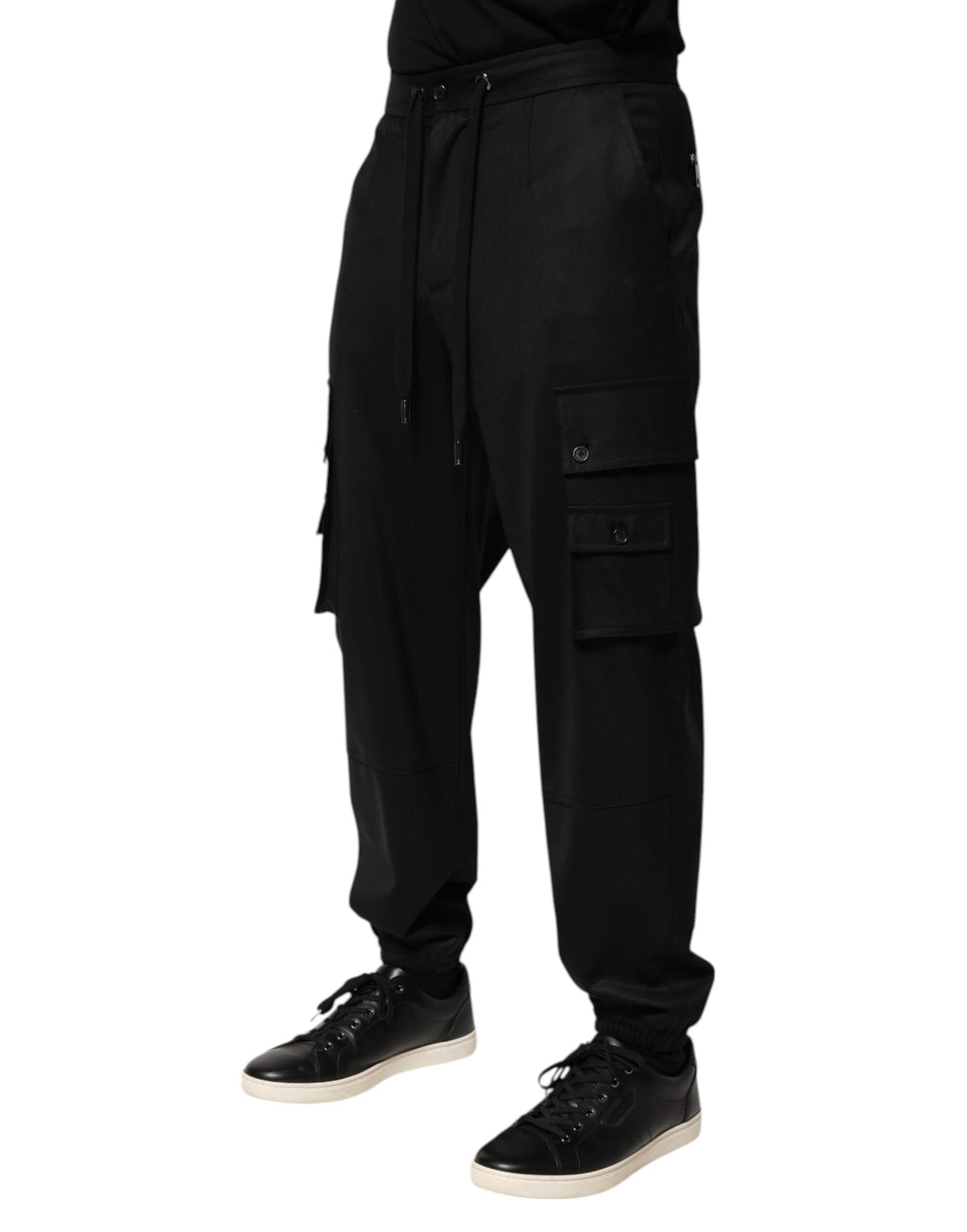 Dolce & Gabbana Solid Black Cargo Jogger Men Sweatpants Pants