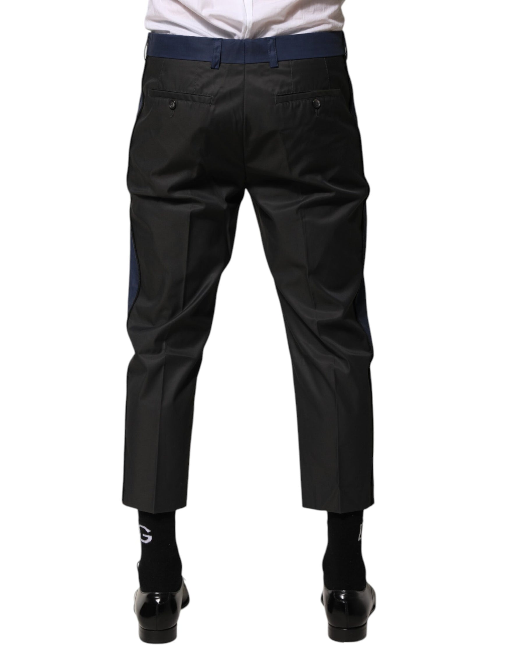 Dolce & Gabbana Gray Blue Cotton 3/4 Chinos Crop Trouser Pants | Regal Royce