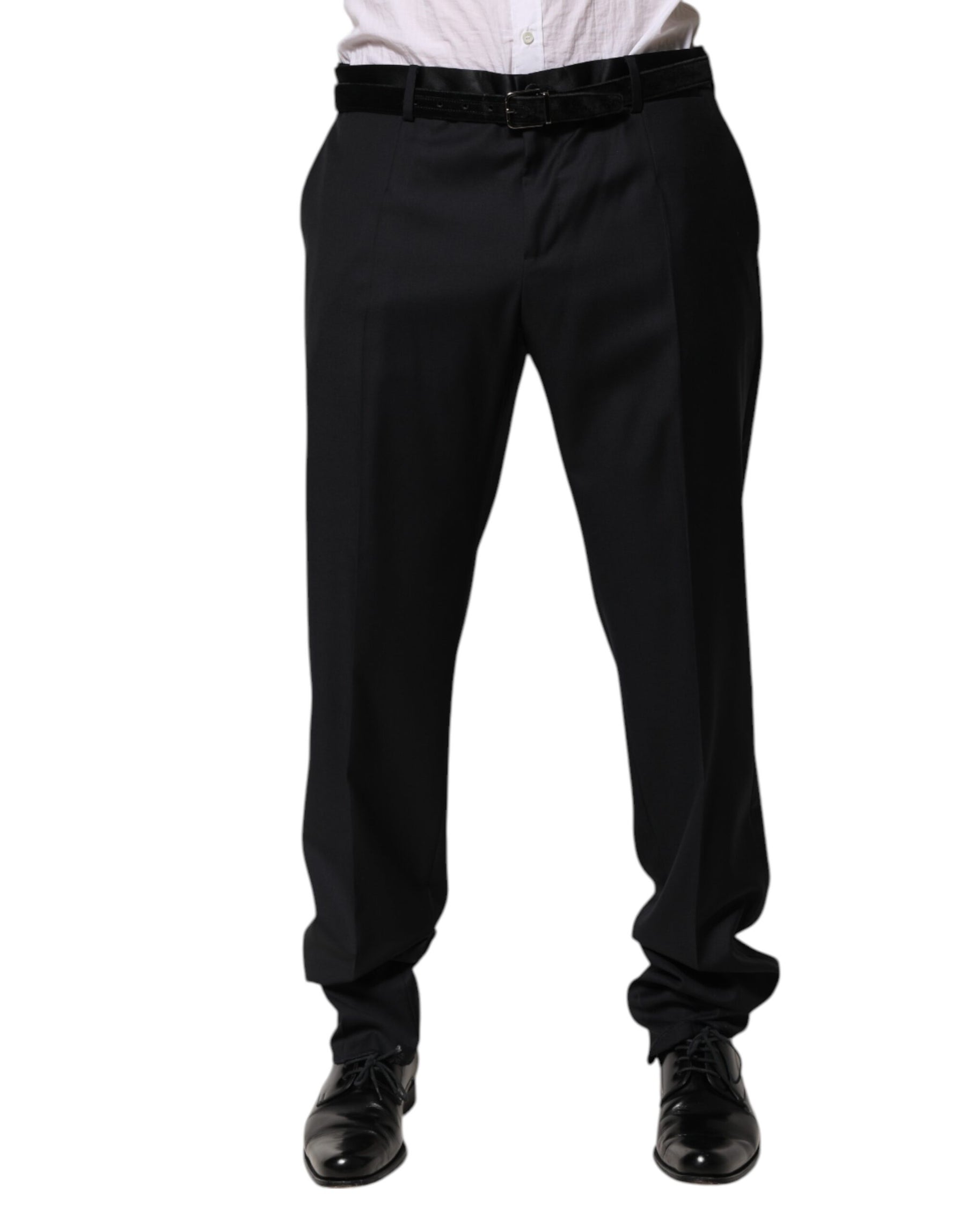 Dolce & Gabbana Black Wool Men Formal Dress Trouser Pants | Regal Royce