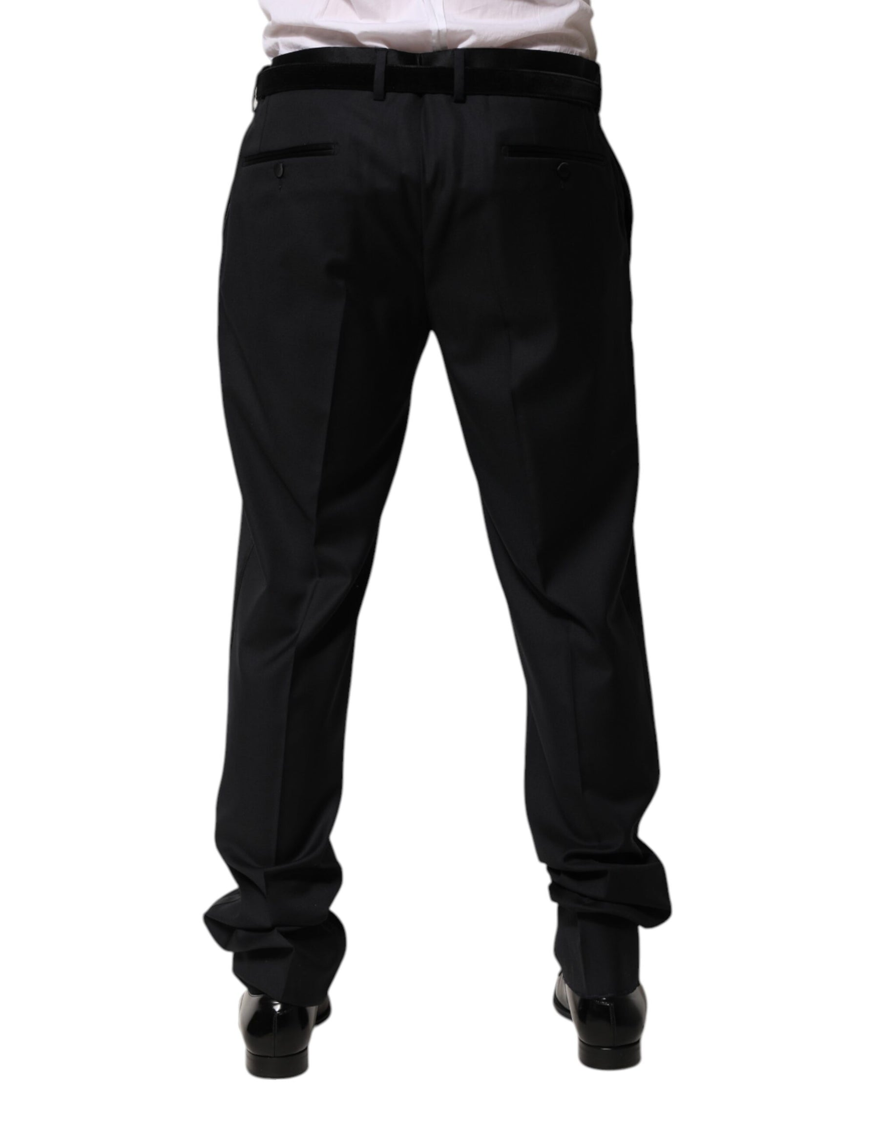 Dolce & Gabbana Black Wool Men Formal Dress Trouser Pants | Regal Royce
