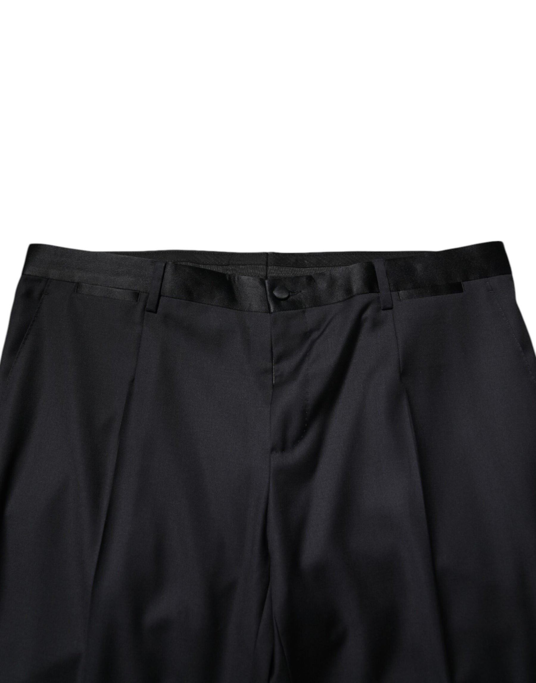 Dolce & Gabbana Black Wool Men Formal Dress Trouser Pants | Regal Royce