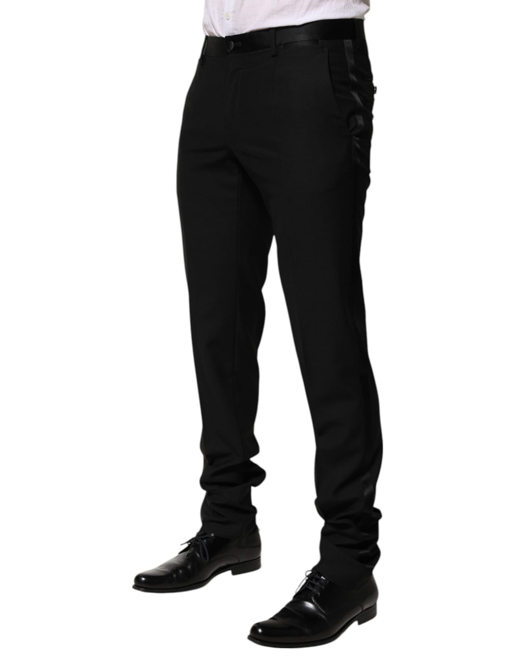 Dolce & Gabbana Black Wool Tapered Formal Men Dress Pants