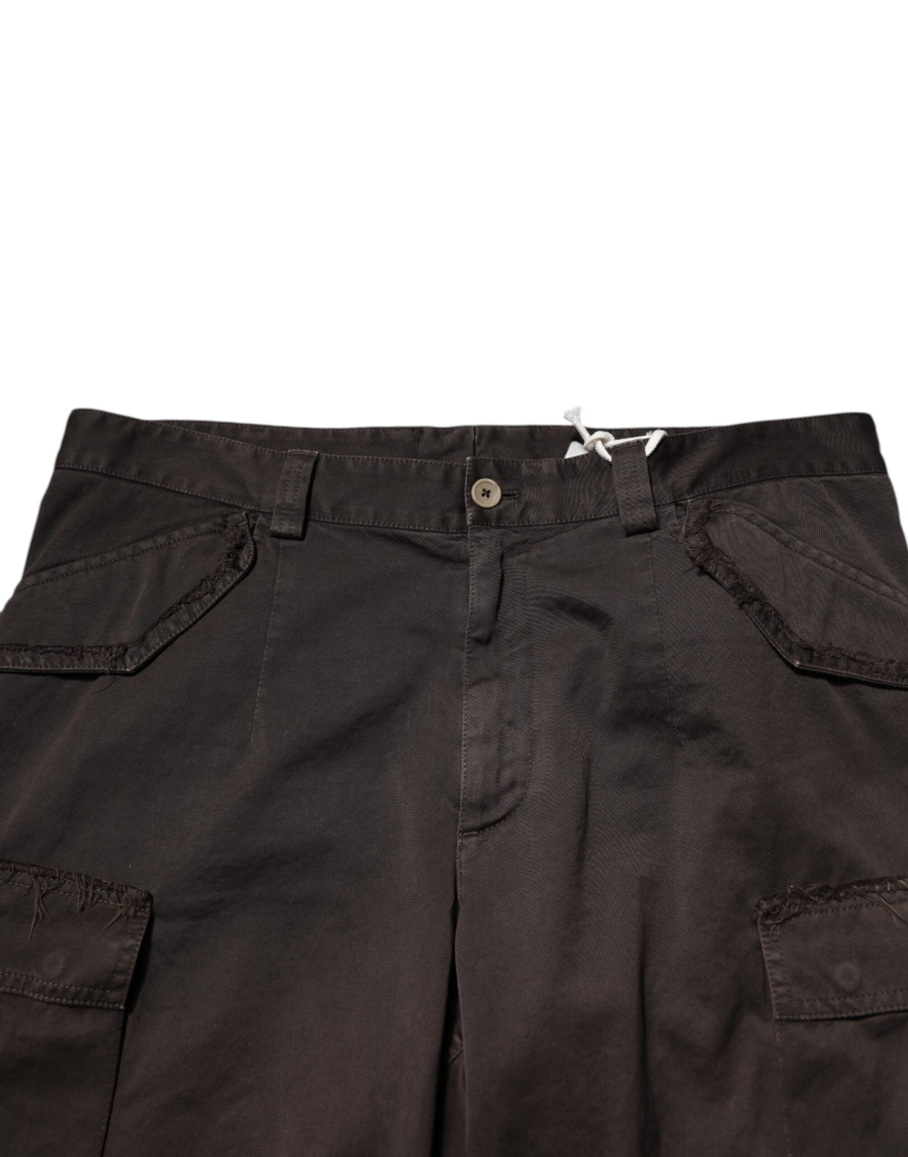 Dolce & Gabbana Brown Cotton Stretch Cargo Men Trouser Pants | Regal Royce