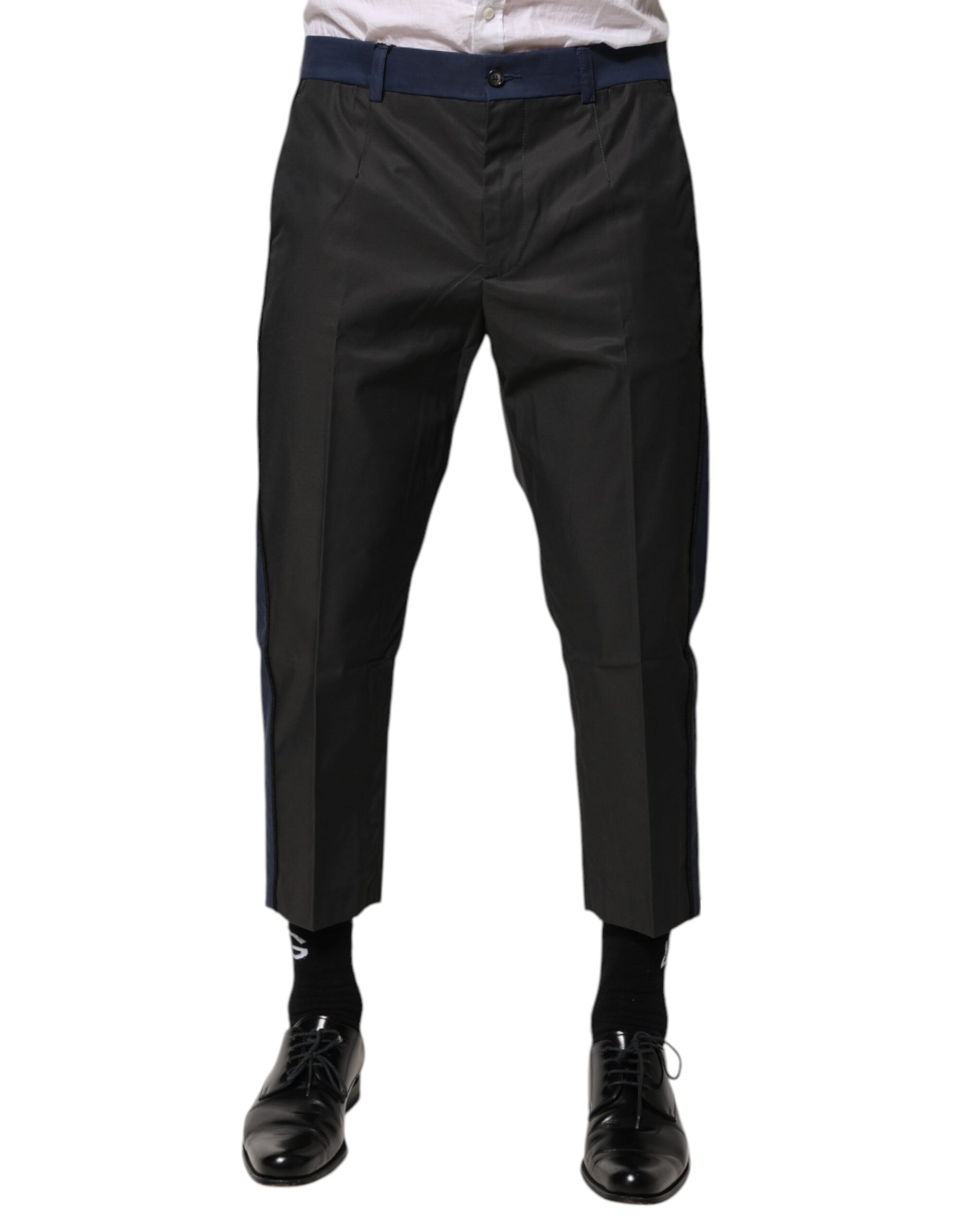 Dolce & Gabbana Gray Blue Cotton 3/4 Chinos Crop Trouser Pants | Regal Royce