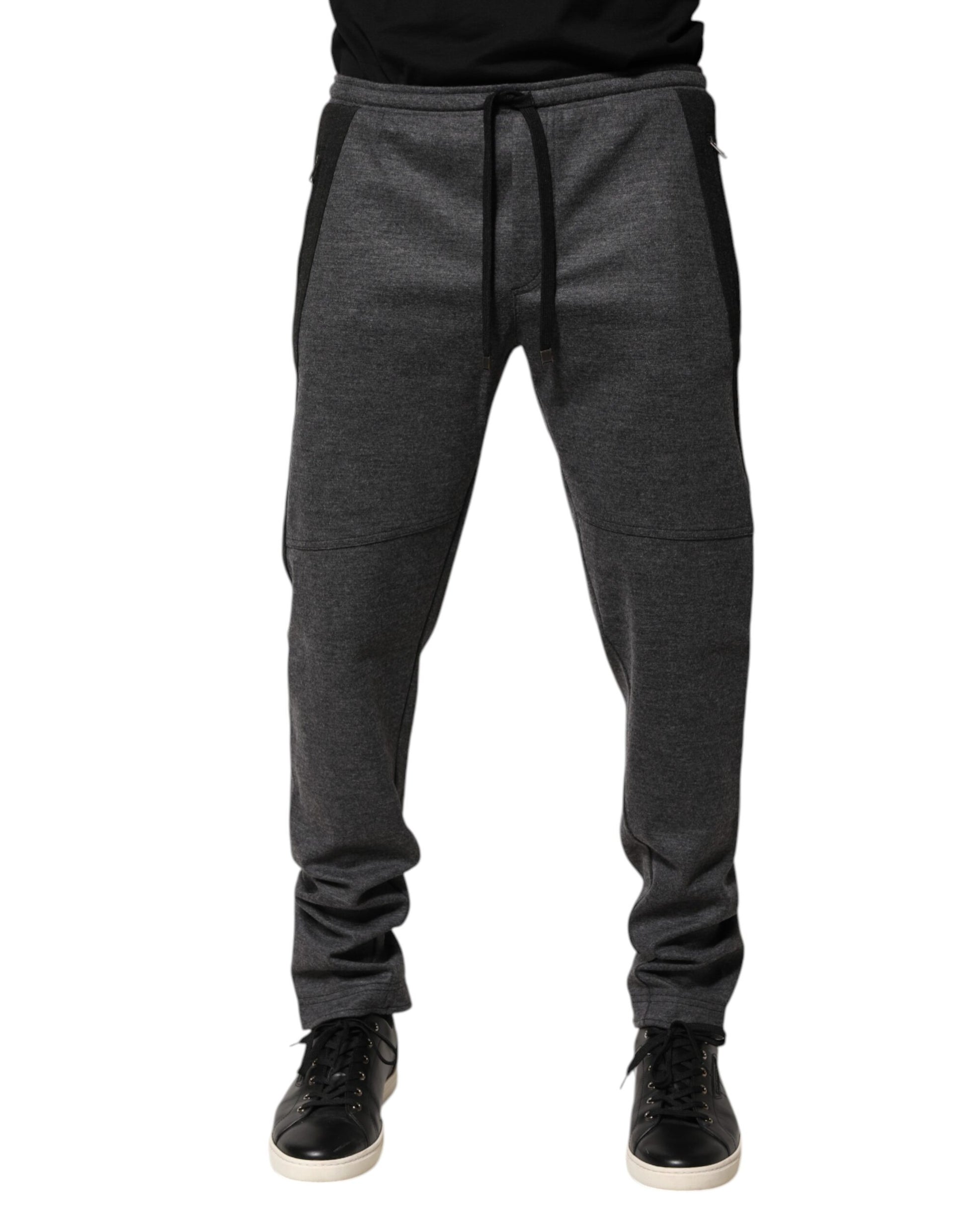 Dolce & Gabbana Gray Black Wool Blend Jogger Sweatpants  Pants