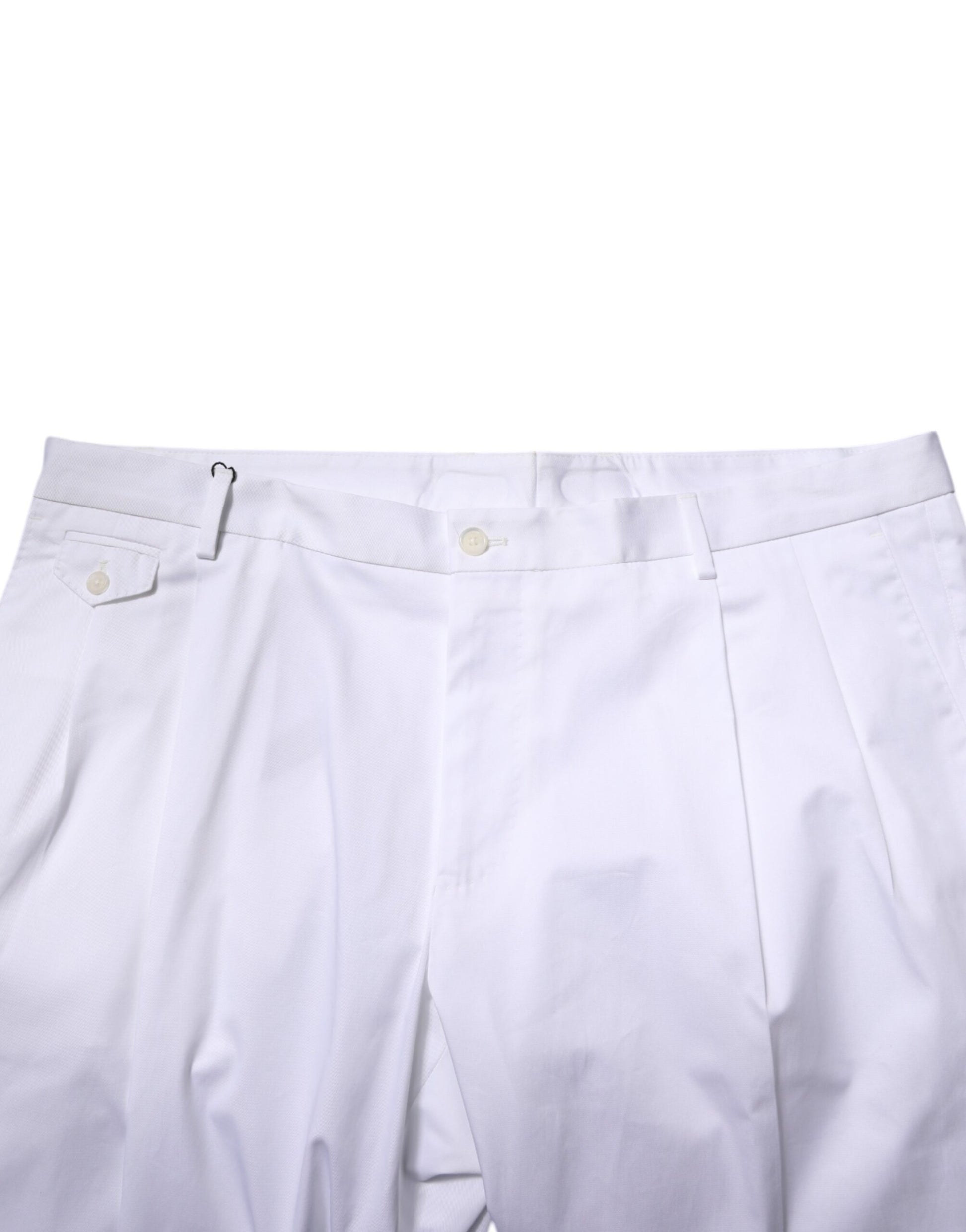 Dolce & Gabbana White Cotton Dress Slim Formal Trouser Pants
