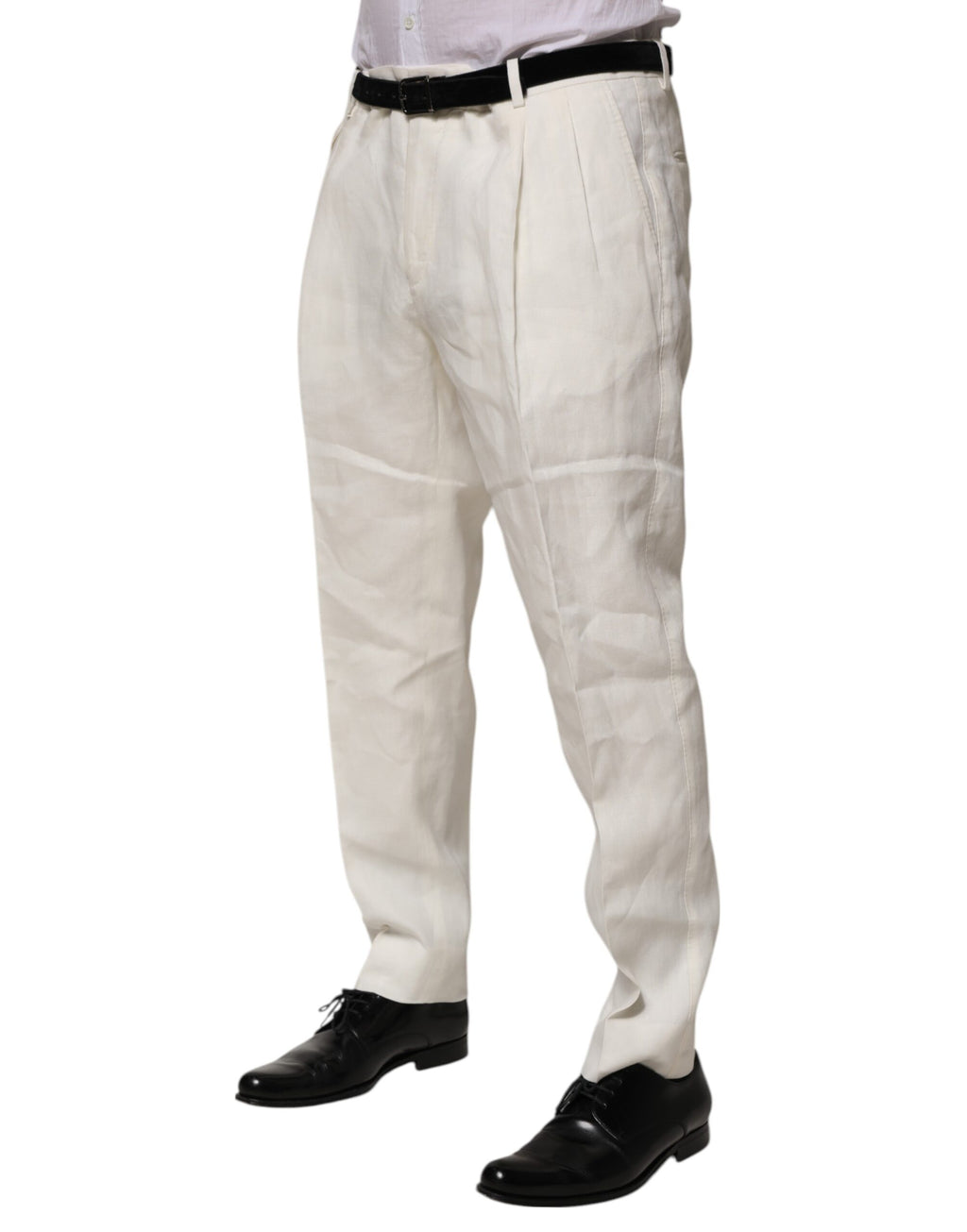 Dolce & Gabbana Cream Linen Dress Slim Formal Trouser Pants