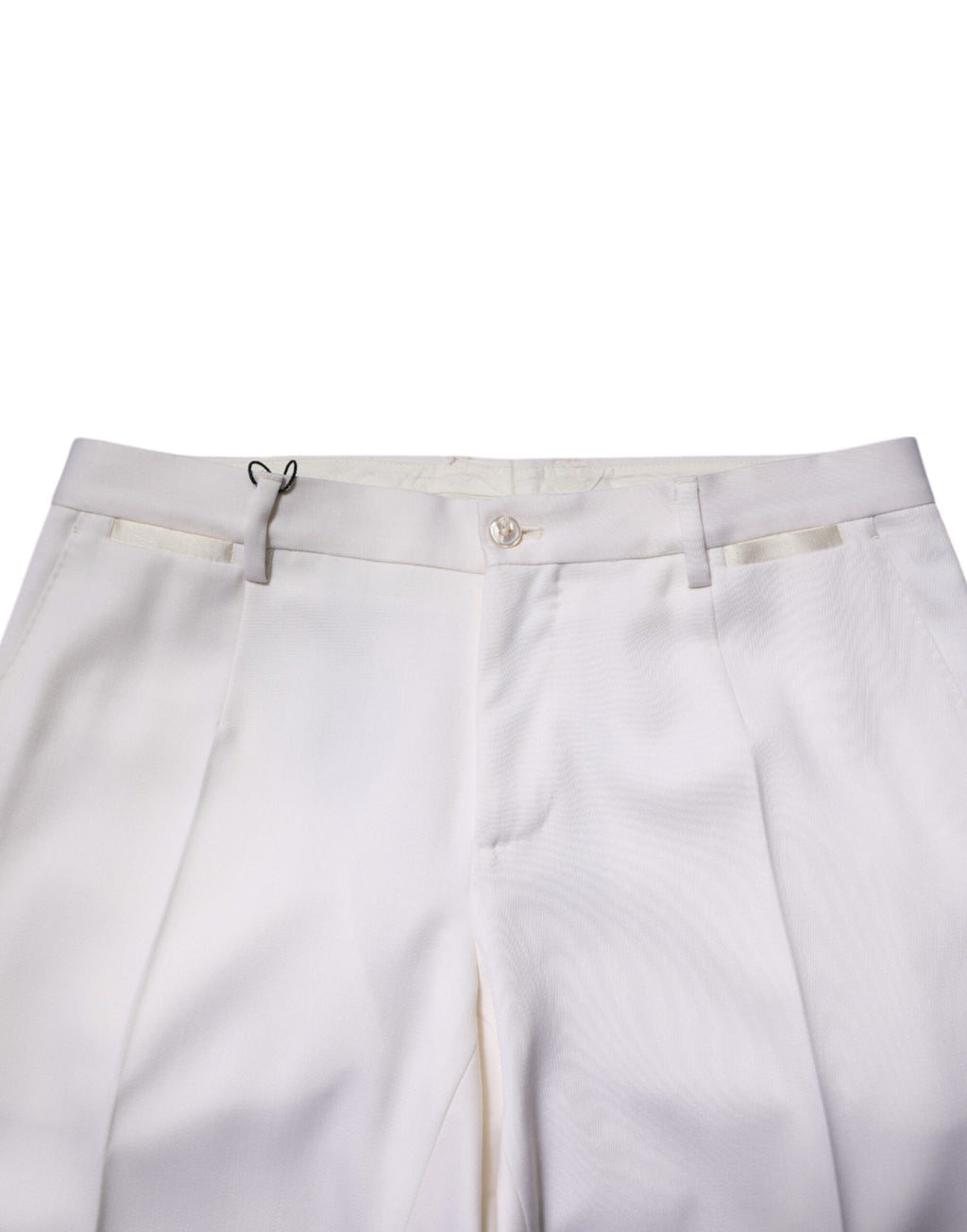 Dolce & Gabbana White Polyester Tapered Formal Trouser Pants