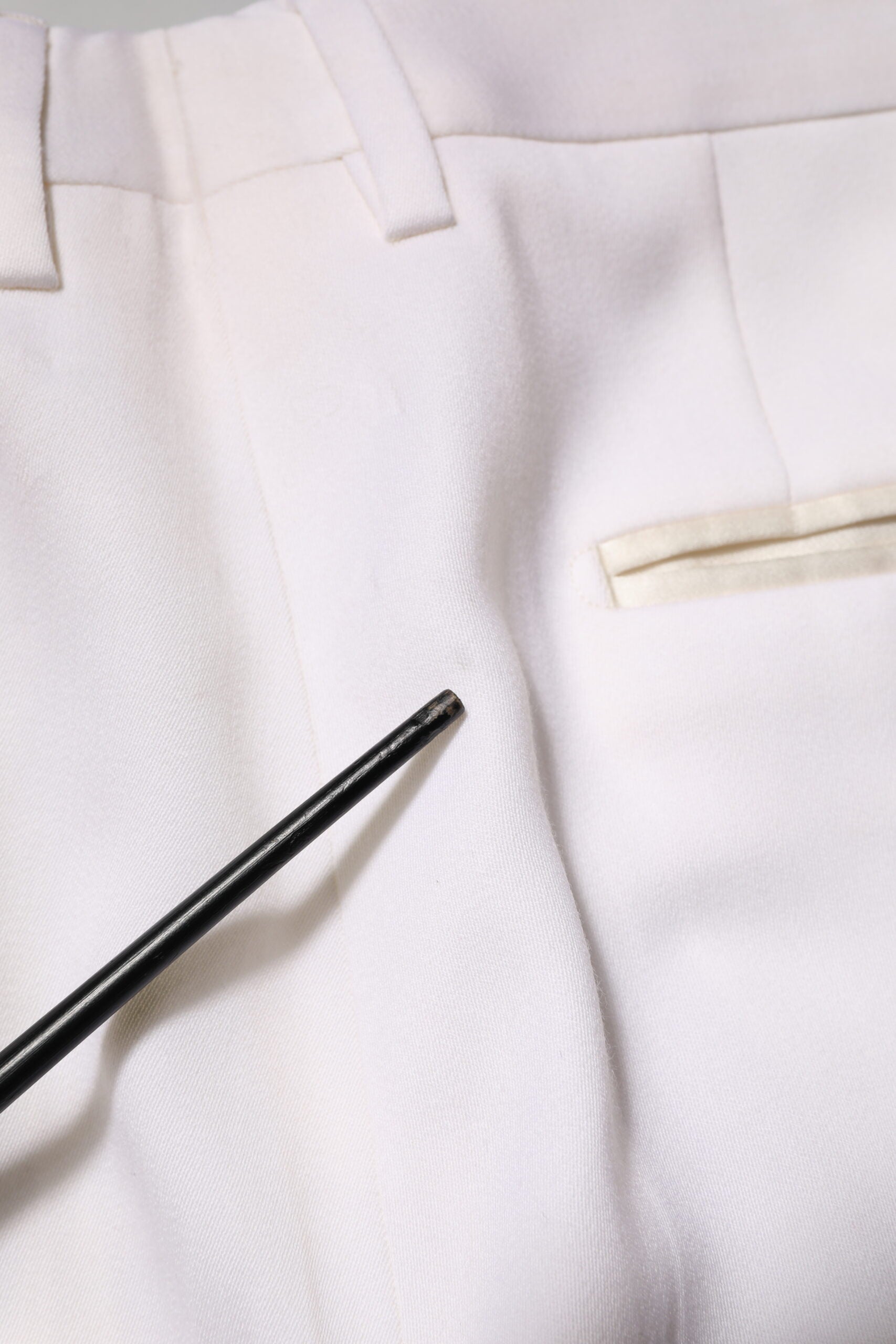 Dolce & Gabbana White Polyester Tapered Formal Trouser Pants | Regal Royce