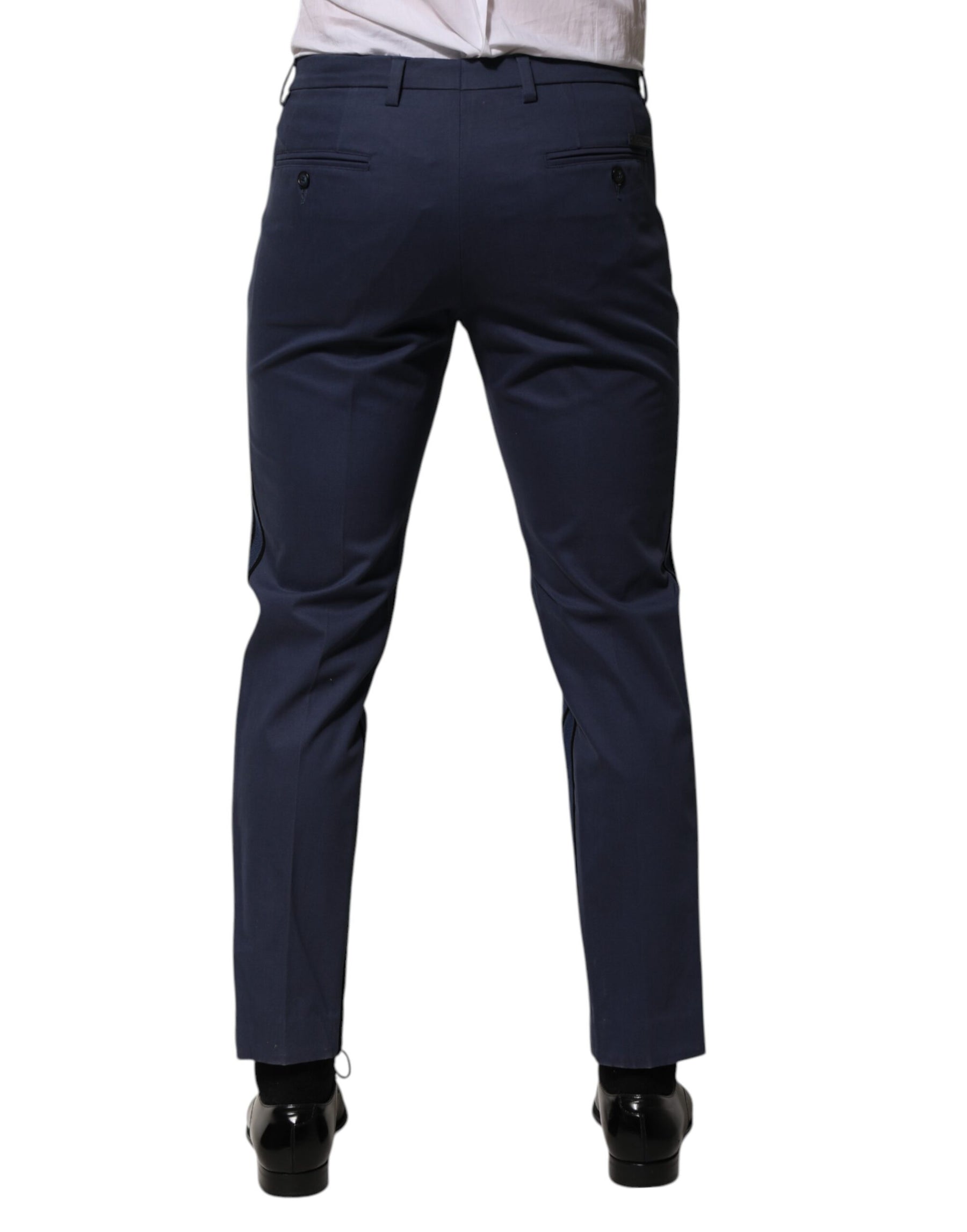 Dolce & Gabbana Blue Cotton Tapered Men Formal Trousers Pants | Regal Royce