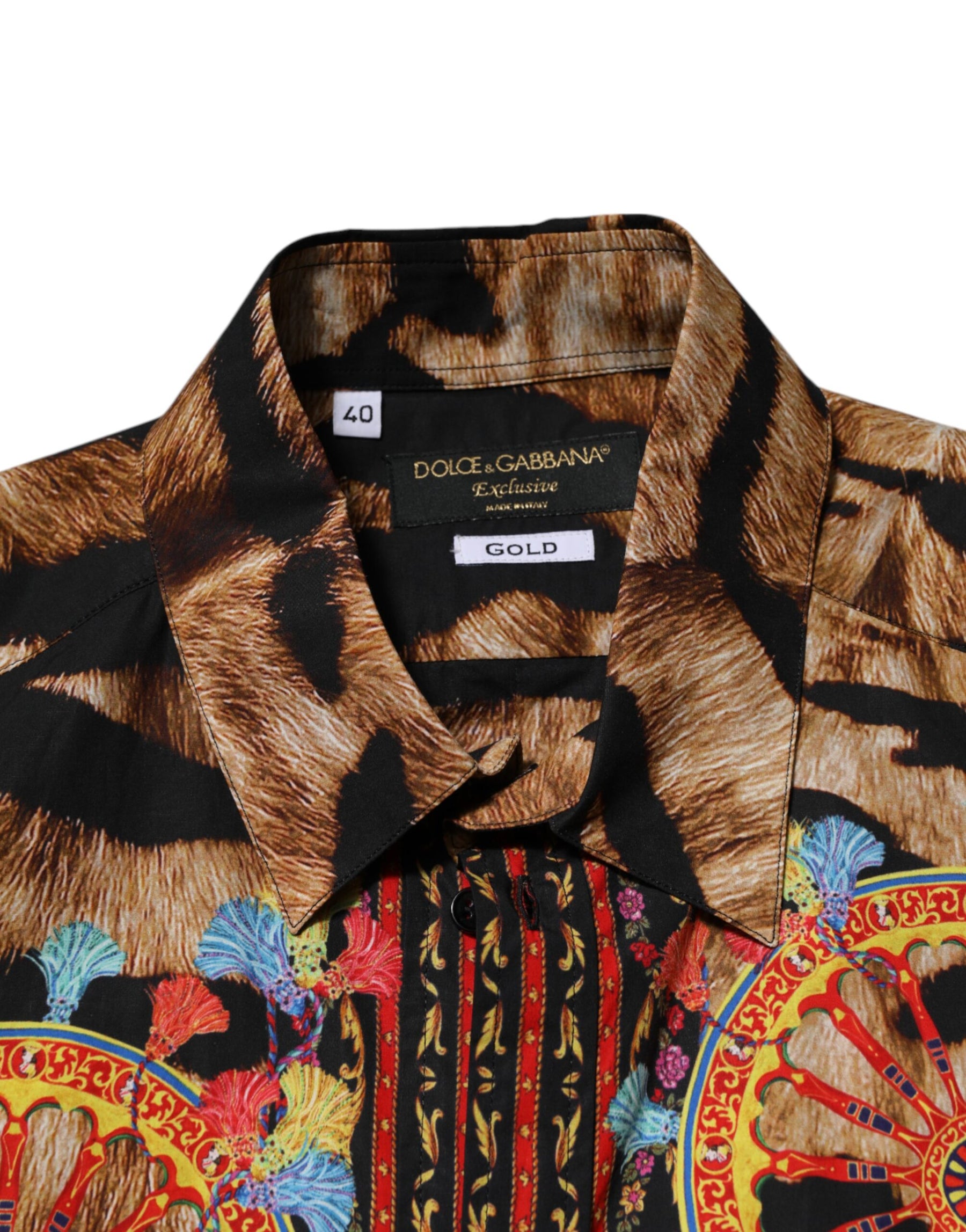 Dolce & Gabbana GOLD Cotton Tiger Carretto Long Sleeve Shirt | Regal Royce