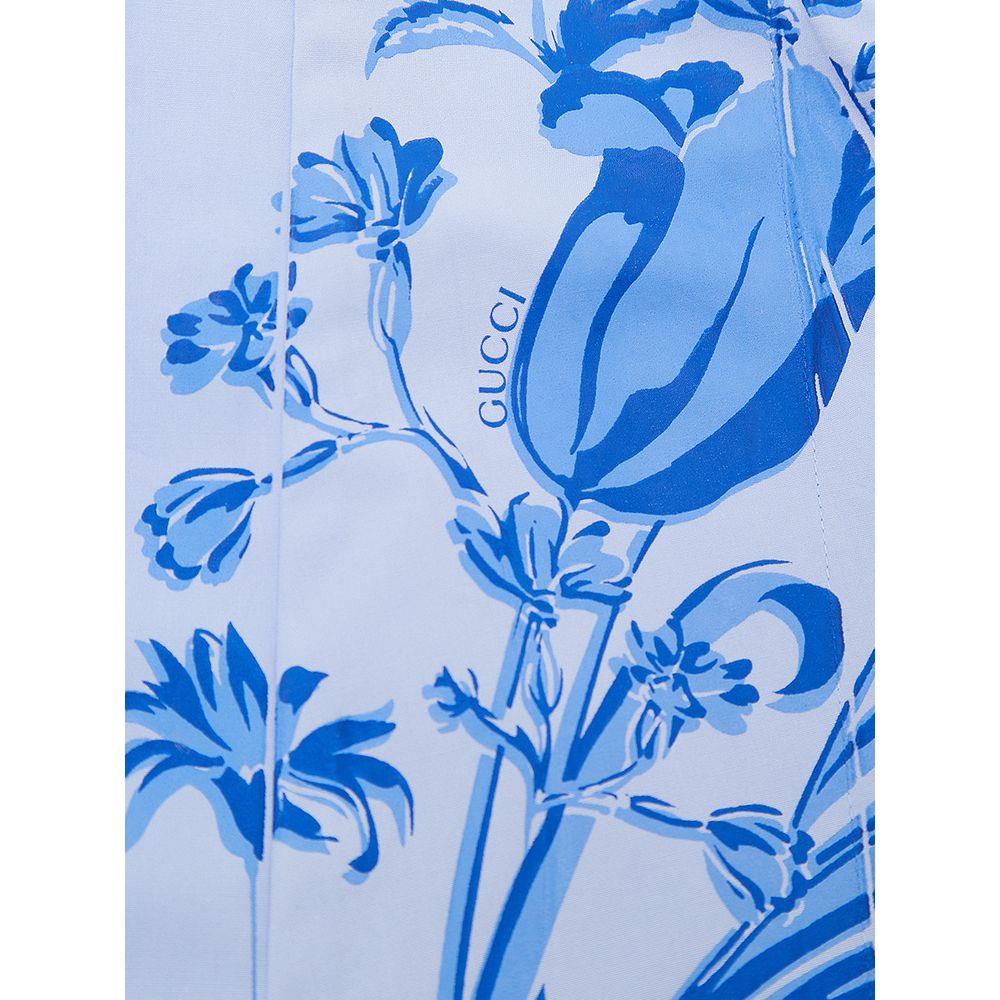 Gucci Blue Cotton Pattern Shirt | Regal Royce
