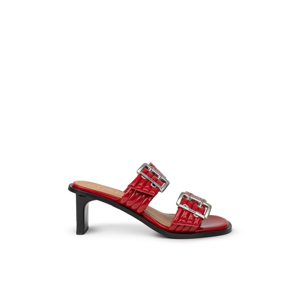 Ganni Red Leather Stiletto Heel Sandals | Regal Royce
