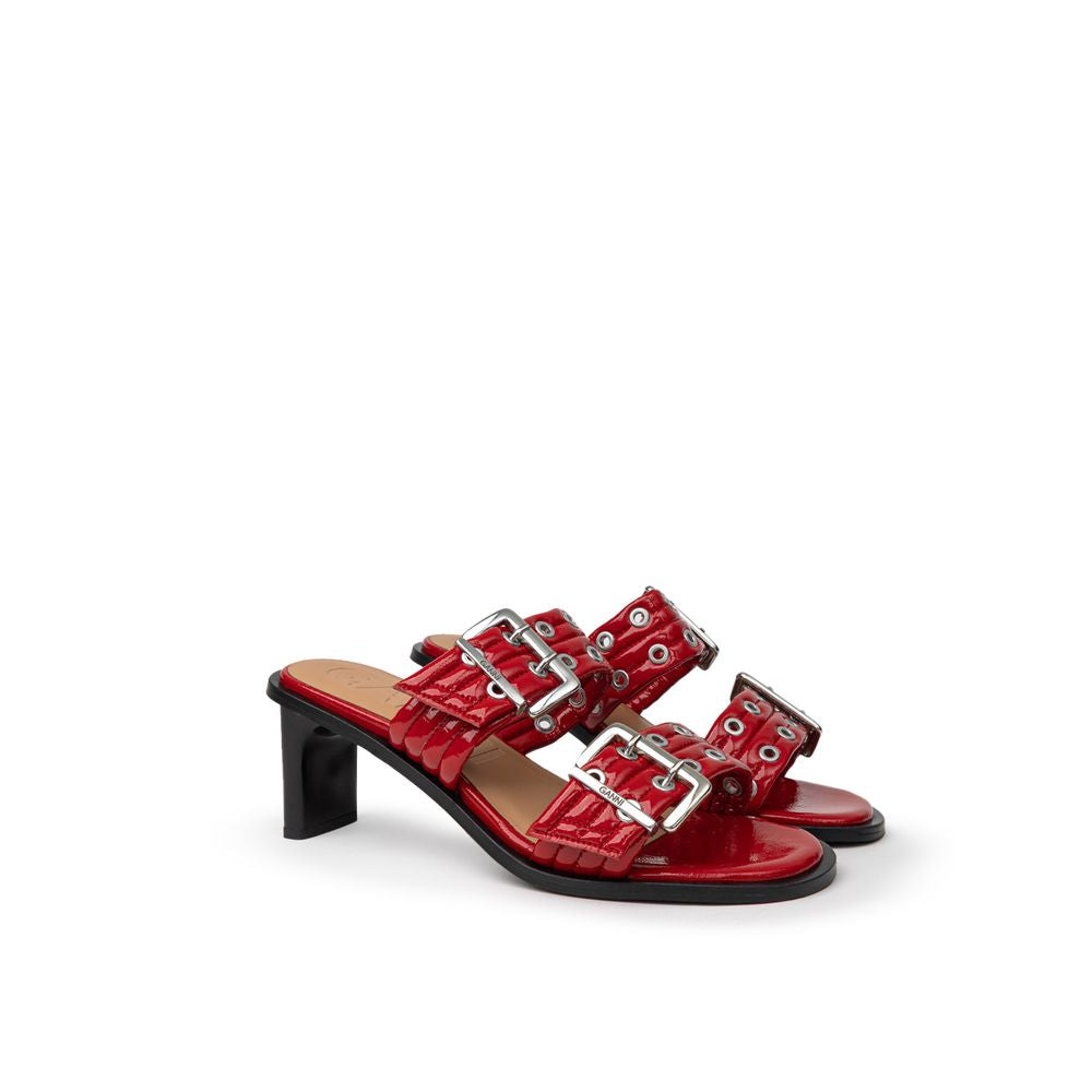 Ganni Red Leather Stiletto Heel Sandals | Regal Royce