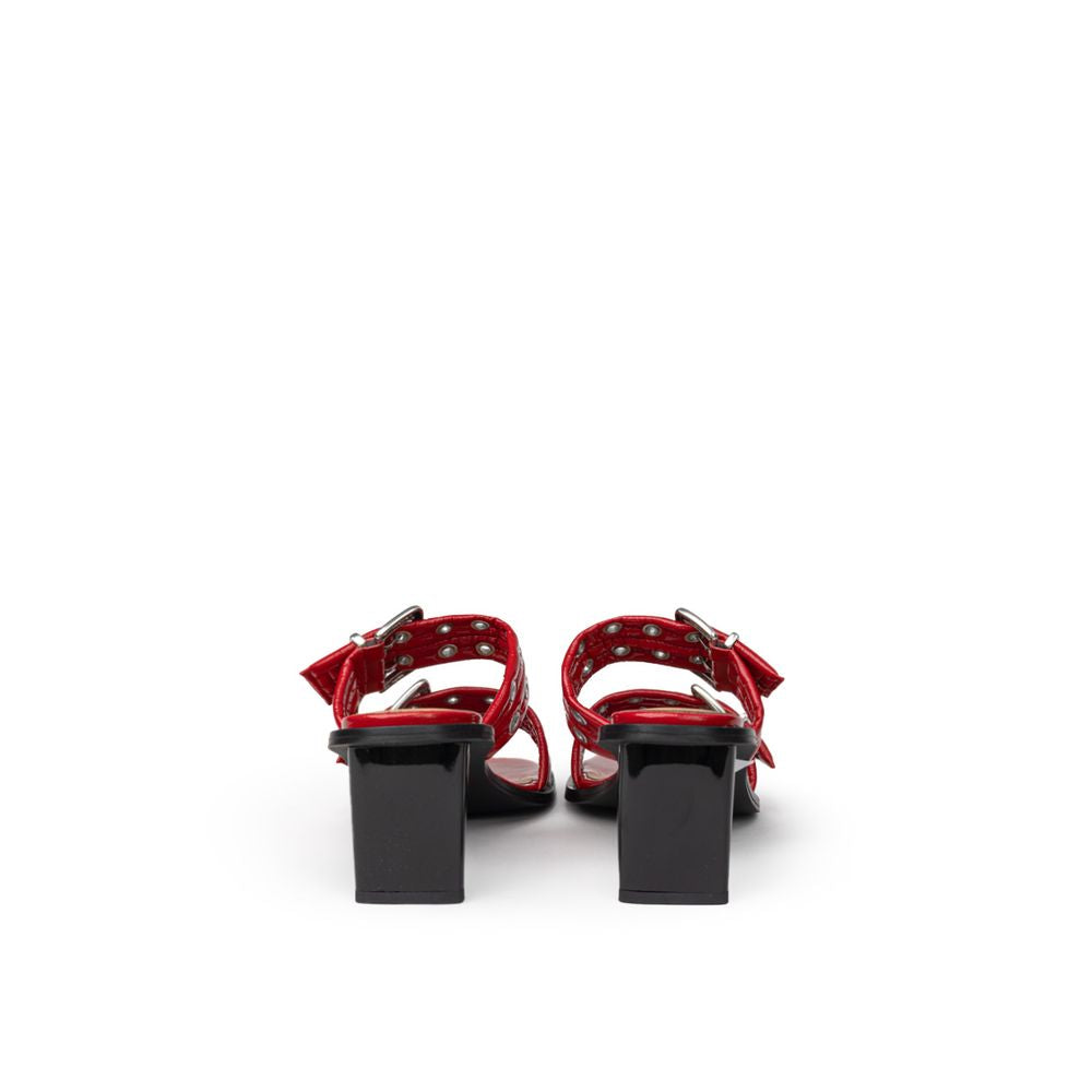 Ganni Red Leather Stiletto Heel Sandals | Regal Royce