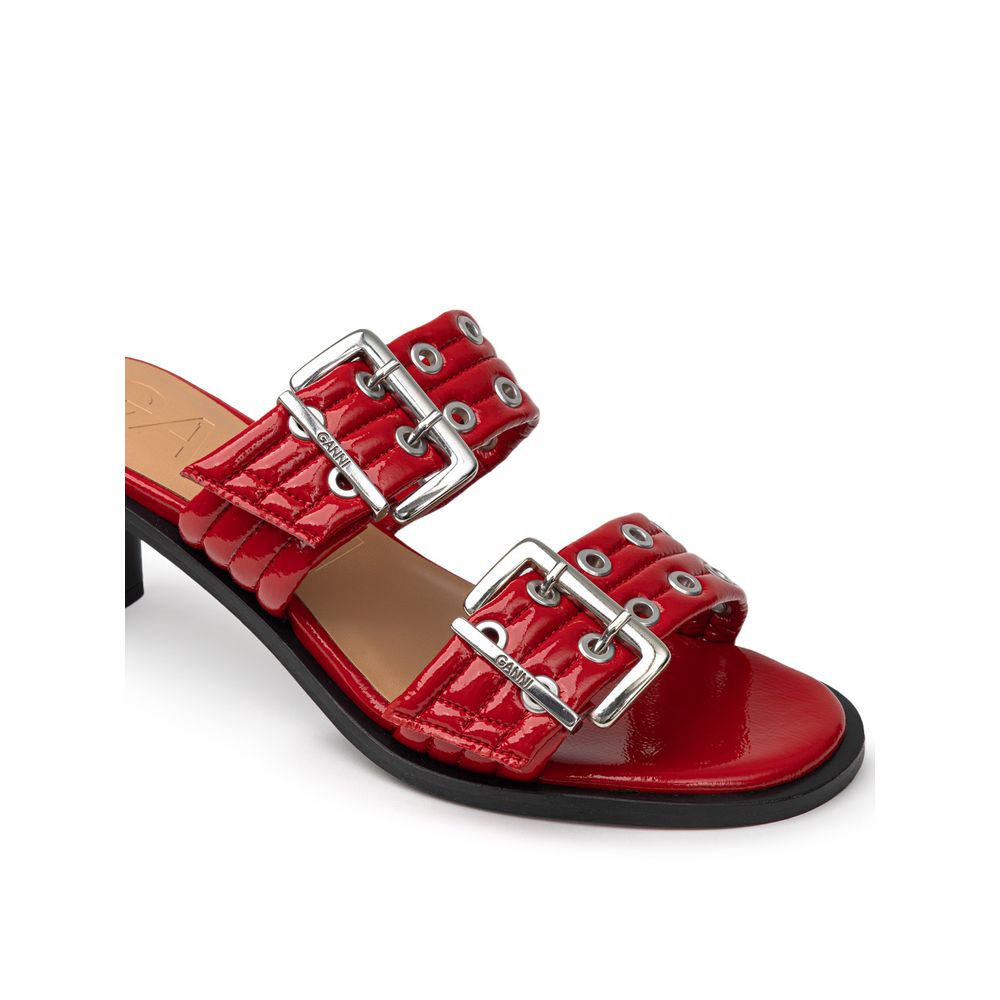 Ganni Red Leather Stiletto Heel Sandals | Regal Royce