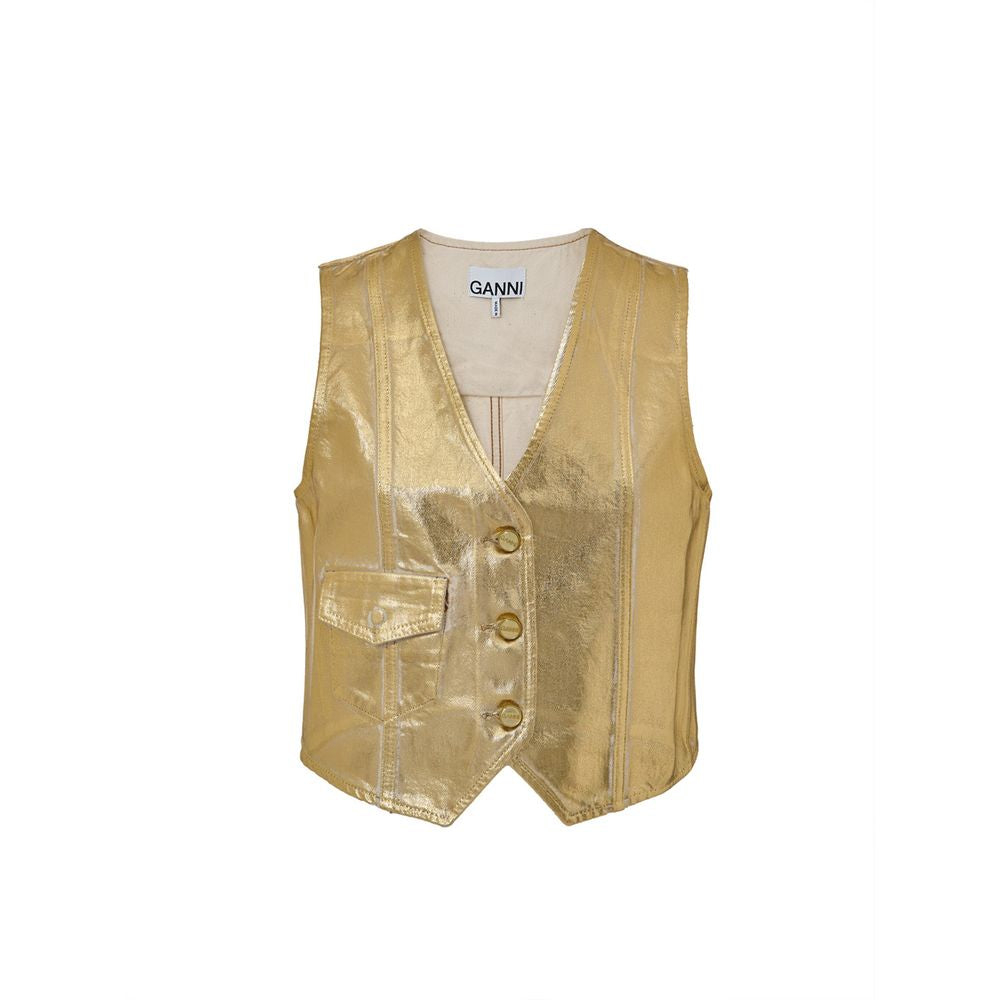 Ganni Gold Cotton Sleveless Jacket | Regal Royce