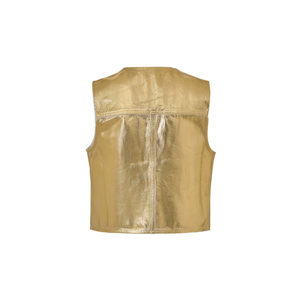 Ganni Gold Cotton Sleveless Jacket | Regal Royce