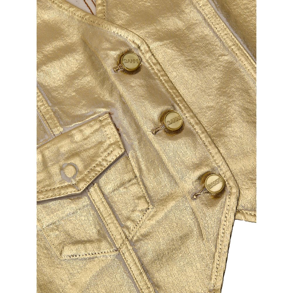 Ganni Gold Cotton Sleveless Jacket | Regal Royce