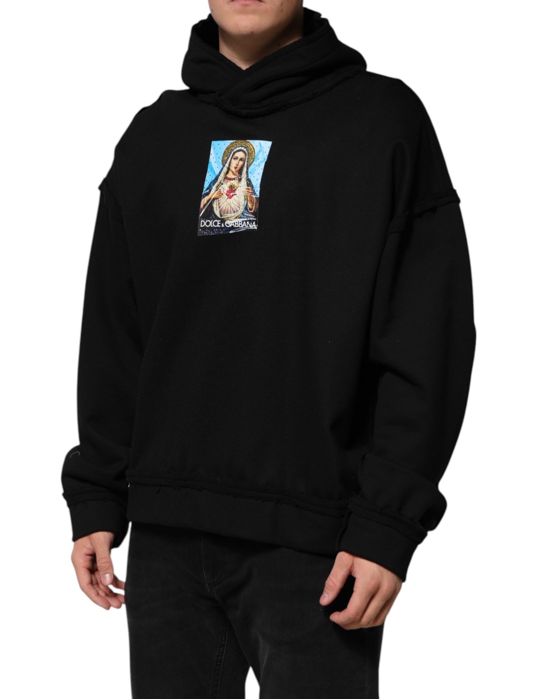 Dolce & Gabbana Black Printed Hoodie Crystal Embellished Jacket | Regal Royce