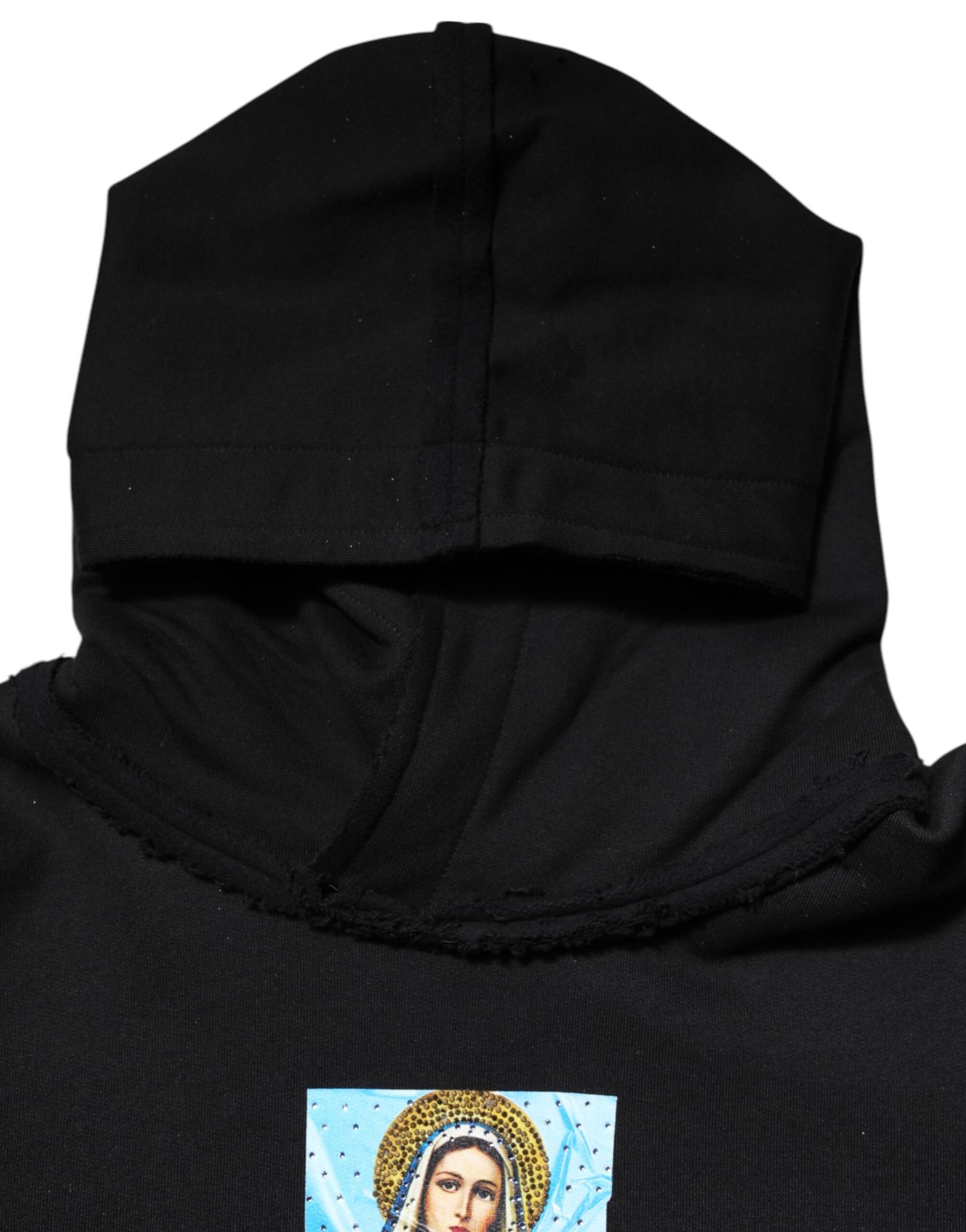 Dolce & Gabbana Black Printed Hoodie Crystal Embellished Jacket | Regal Royce