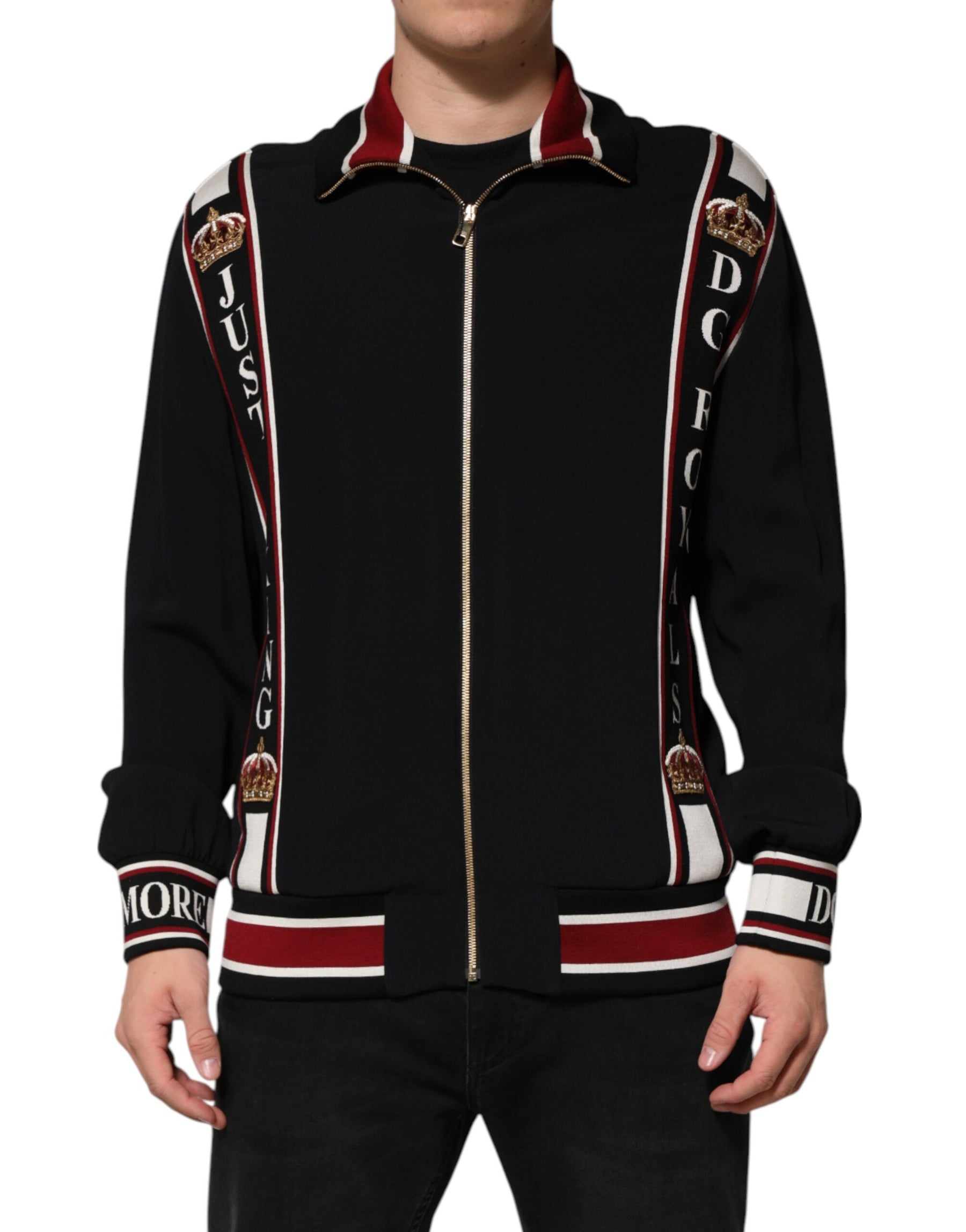 Dolce & Gabbana Black DG King Full Zip Sweatshirt  Sweater | Regal Royce