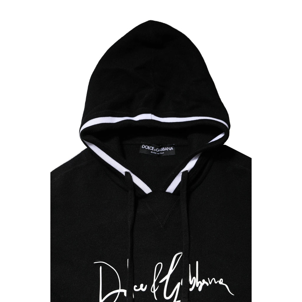 Dolce & Gabbana Black Hooded Logo Print Sweatshirt Sweater